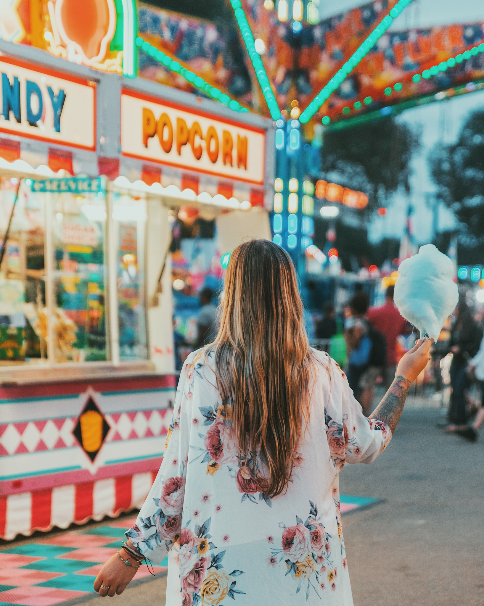 Girl with cotton candy at the Minnesota State Fair in Minneapolis