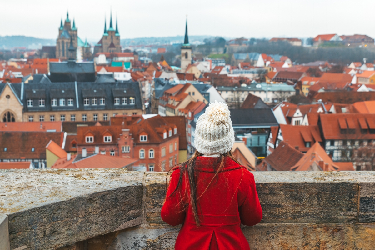 Koko overlooking Erfurt from Ägidienkirche 