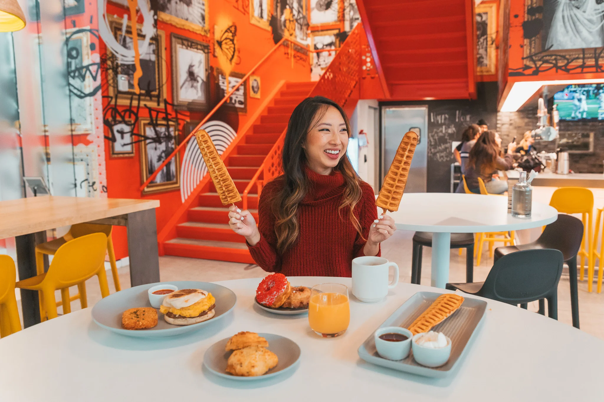 Waffles for breakfast // Checking In: The Radisson Red in Downtown Portland, Oregon #readysetjetset #pdx #portland #blogpost #travelguide