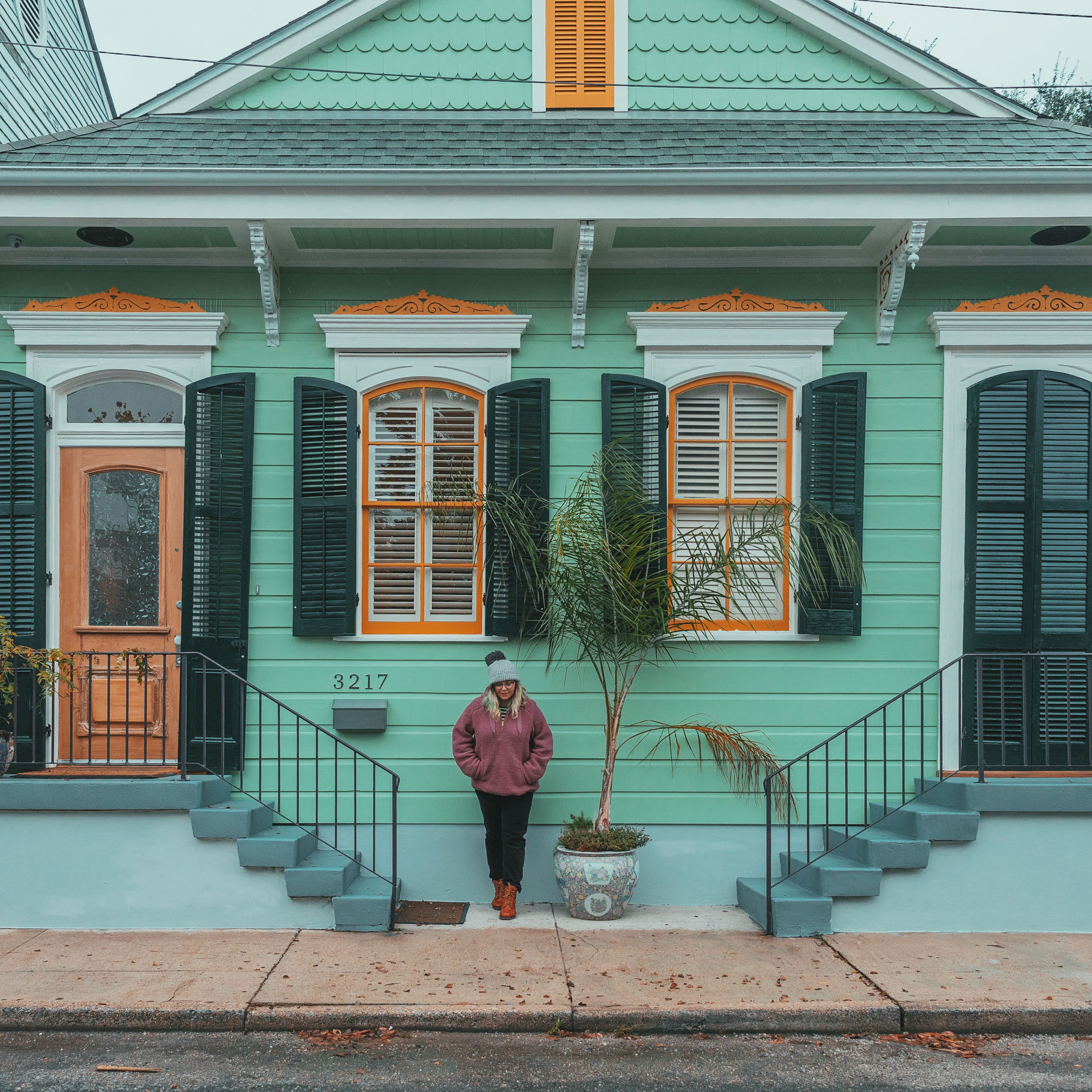 Colorful green Bywater house // The Most Instagrammable Spots in New Orleans // #readysetjetset www.readysetjetset.net