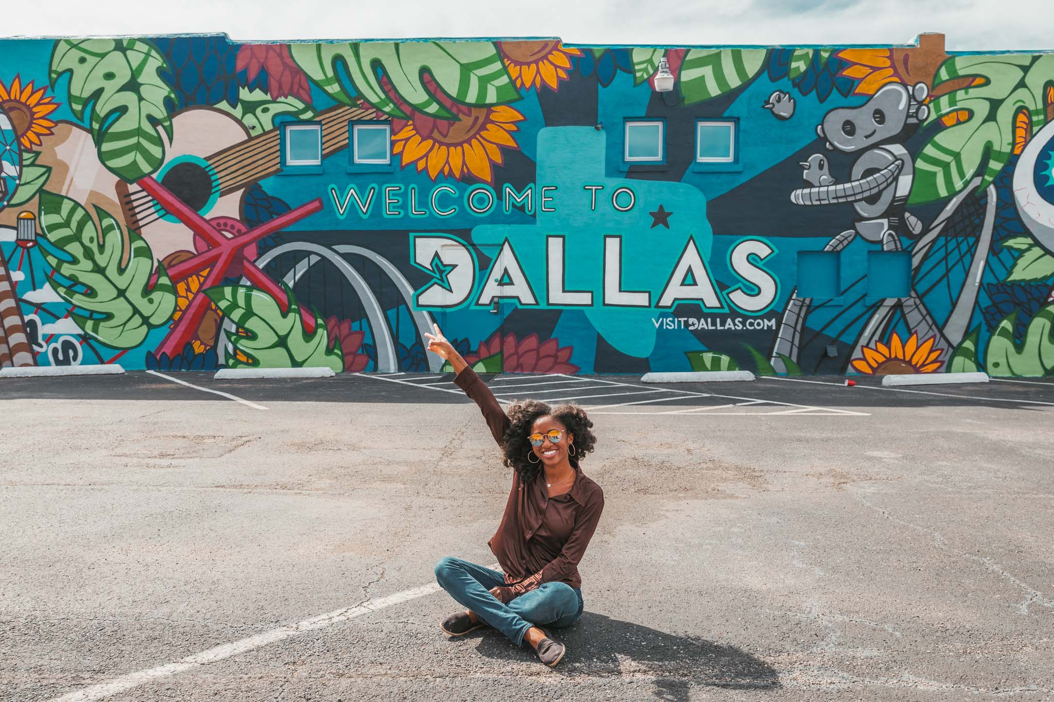 Welcome to Dallas mural in Deep Ellum neighborhood of Dallas, Texas