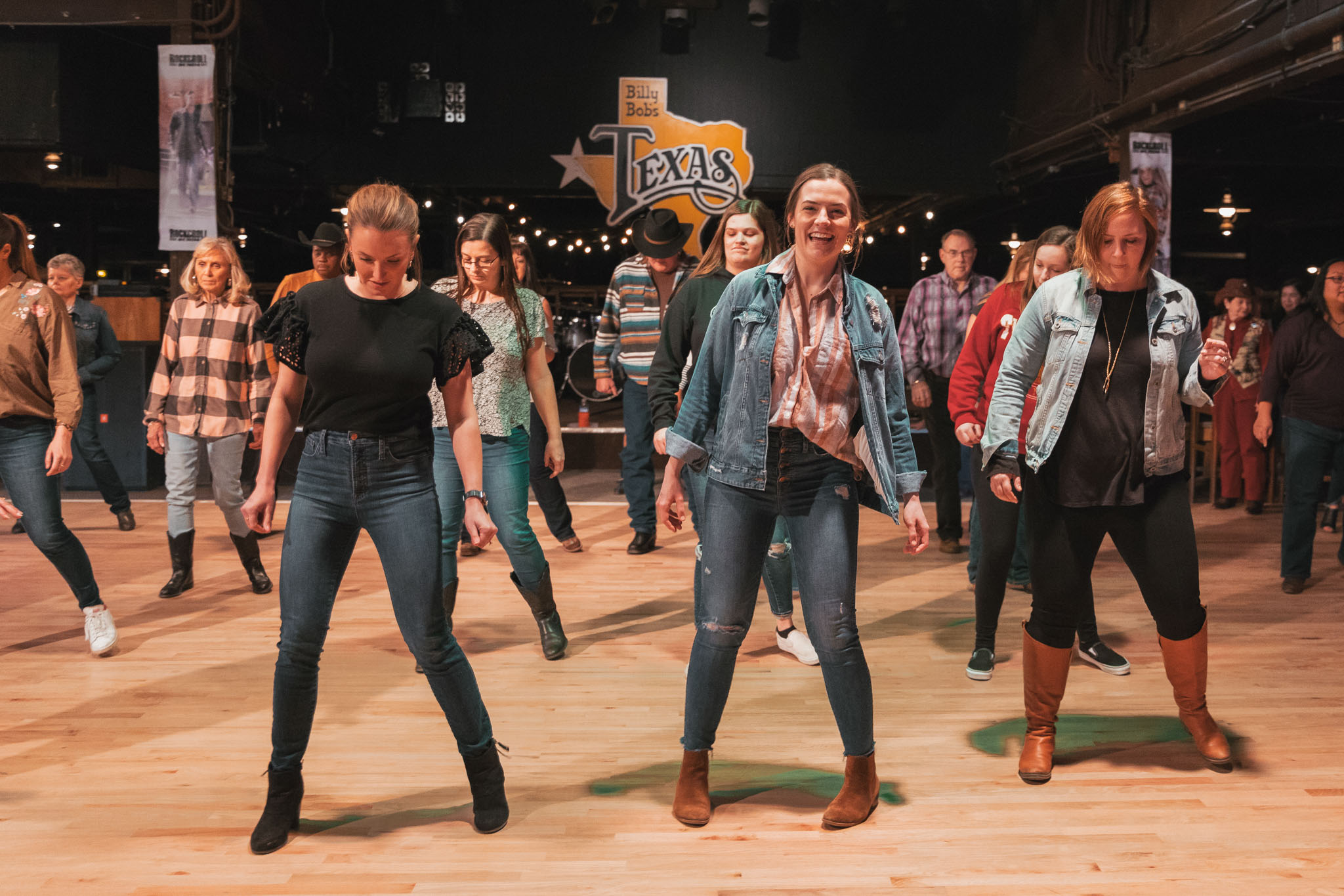 Line dancing lessons at Billy Bob's Texas honky tonk in Fort Worth