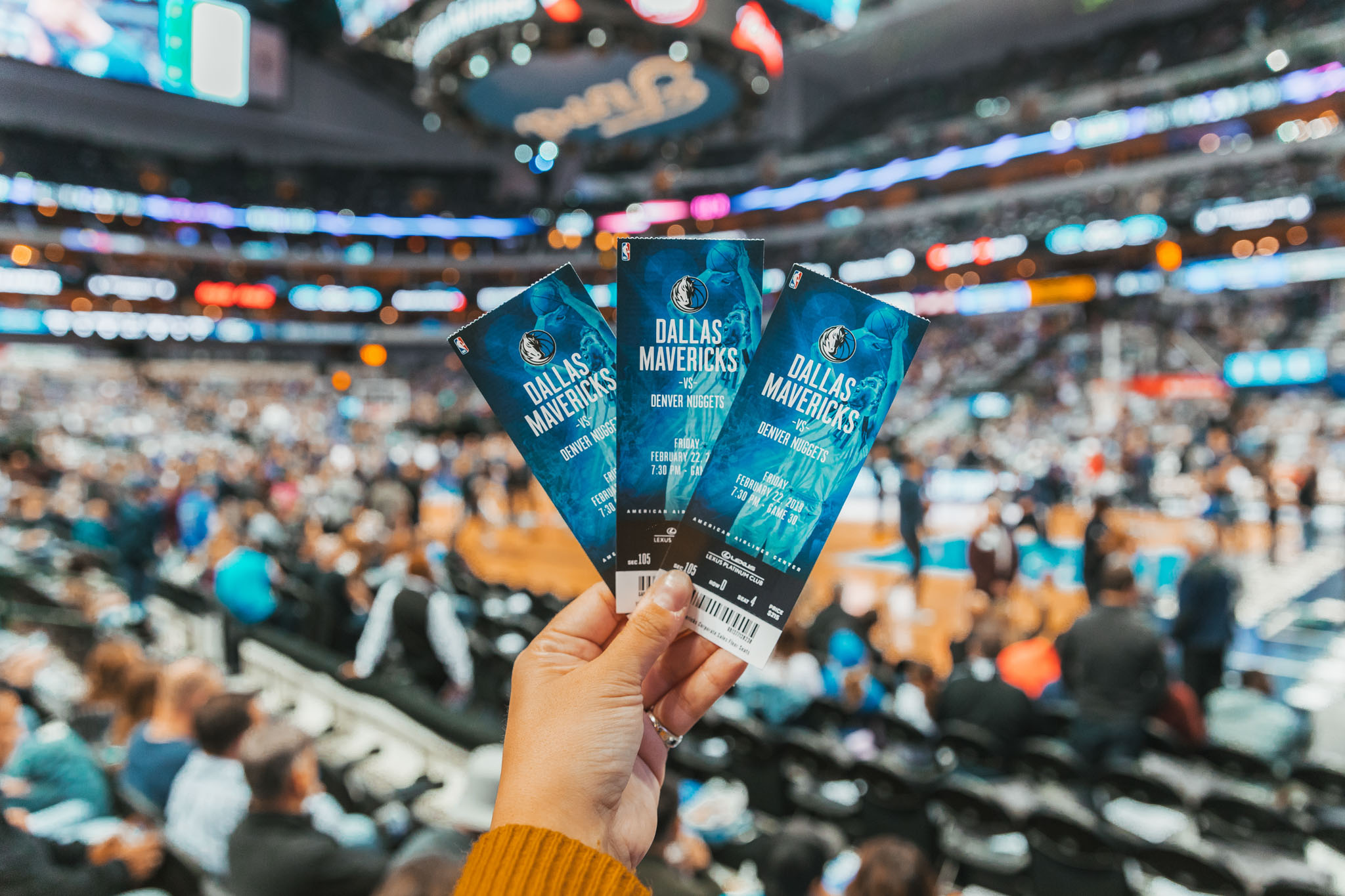 Dallas Mavericks basketball tickets inside the arena