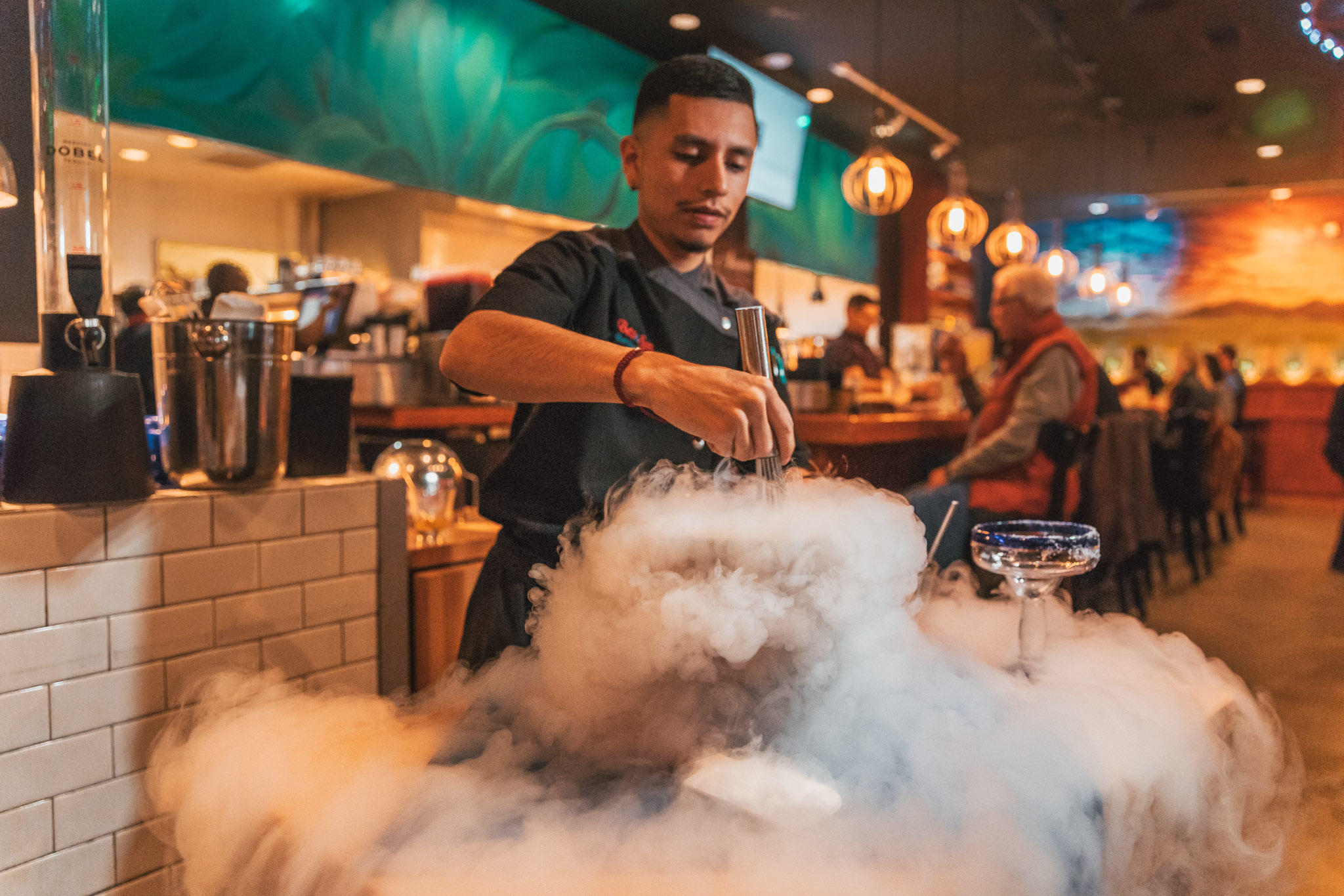 Preparing the Liquid Nitrogen Margarita at Beto & Son in Dallas