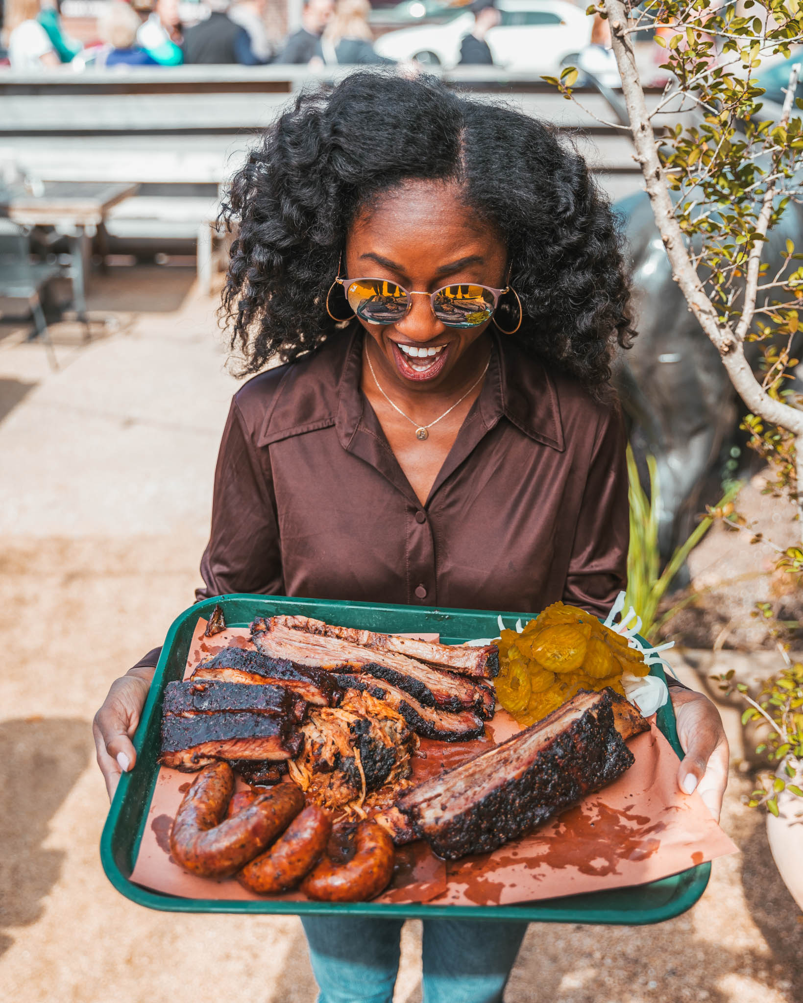 Barbecue feast at Pecan Lodge in Dallas, Texas