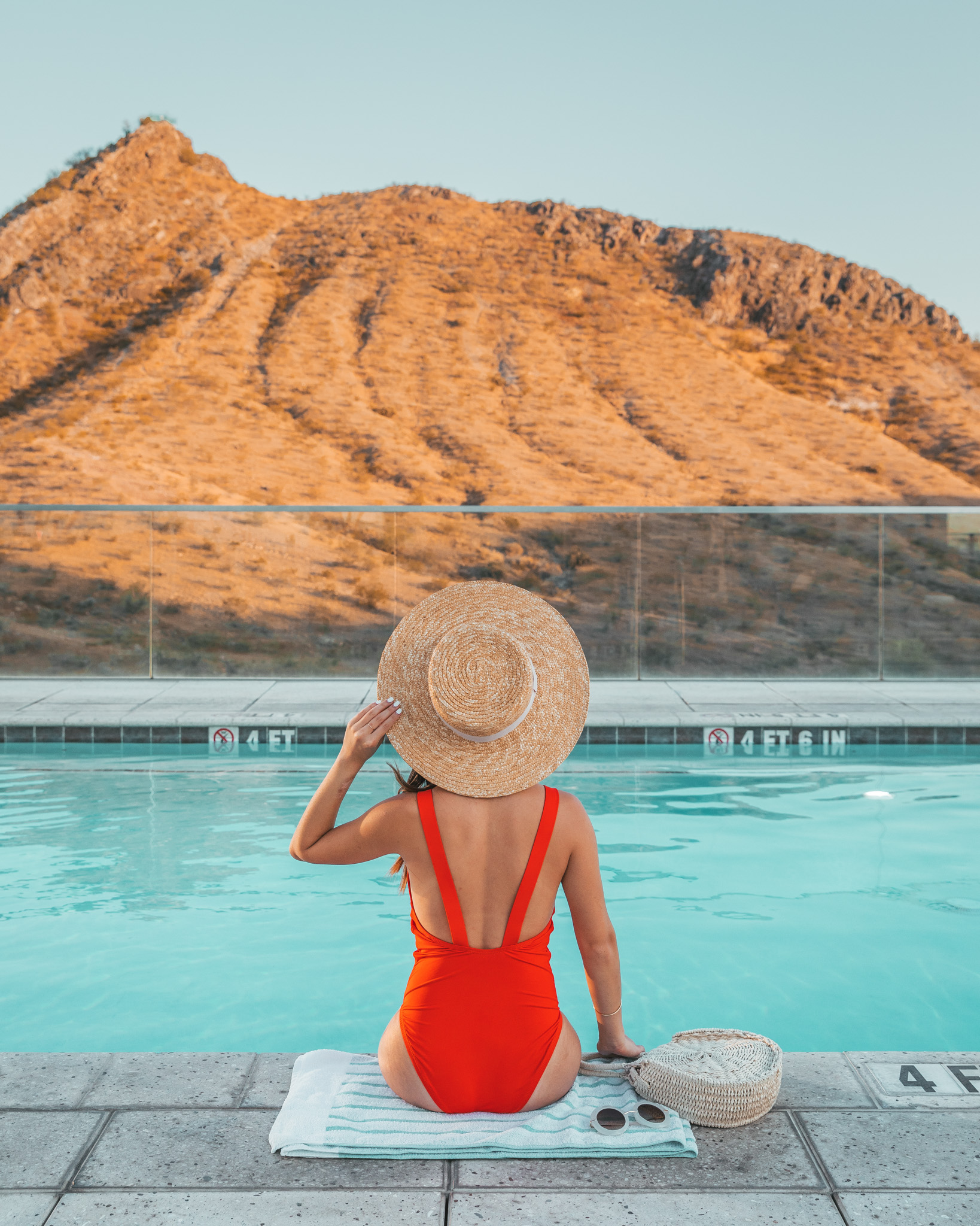 AC Hotel Phoenix Tempe Downtown rooftop pool overlooking A Mountain 