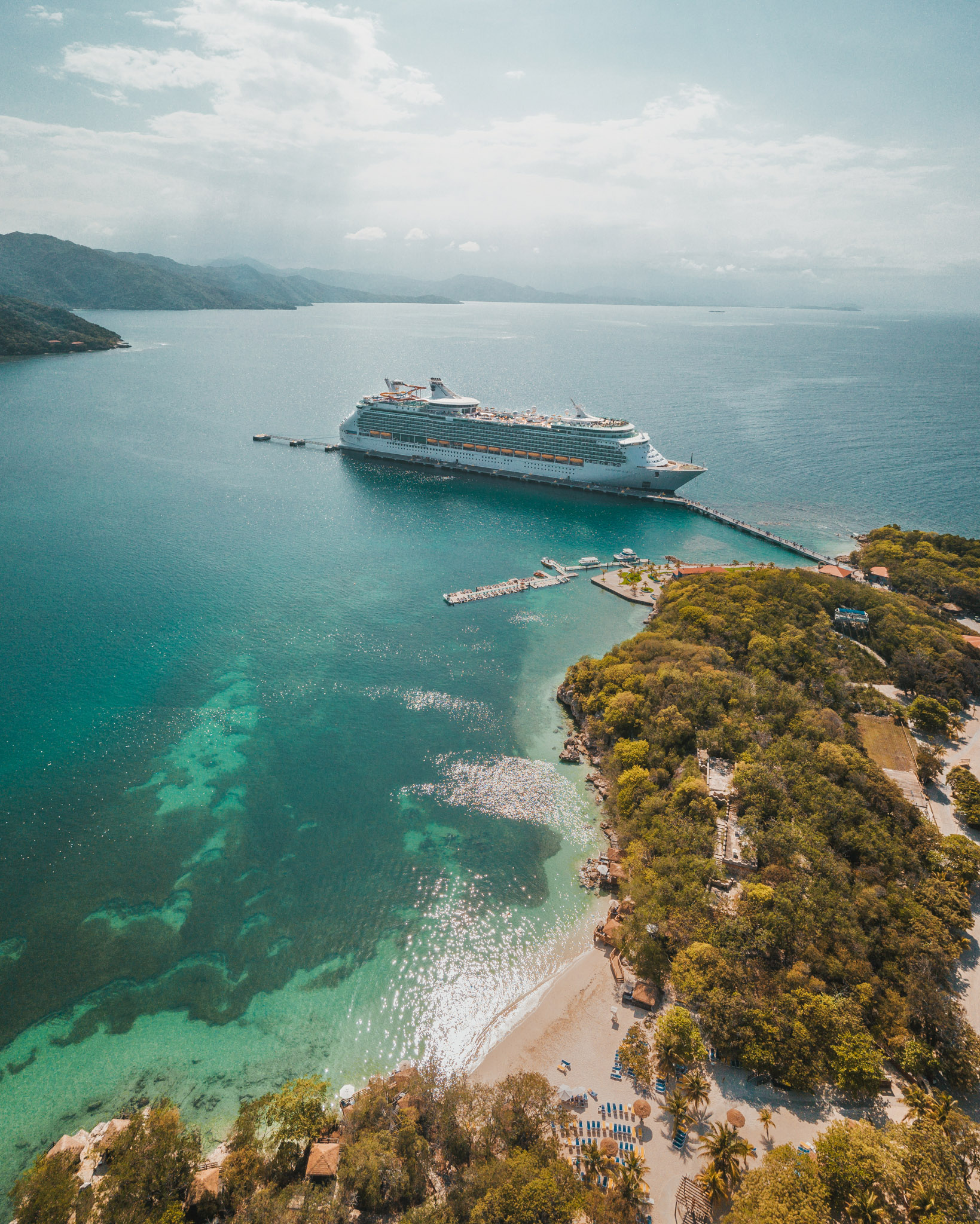 Drone shot of the Navigator from Labadee Haiti ~ Cruise Review: Royal Caribbean Navigator of the Seas