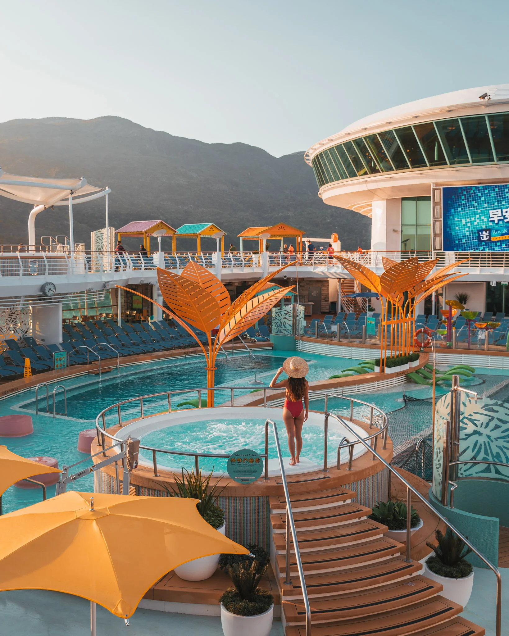 Hot tub on the pool deck ~ Cruise Review: Royal Caribbean Navigator of the Seas