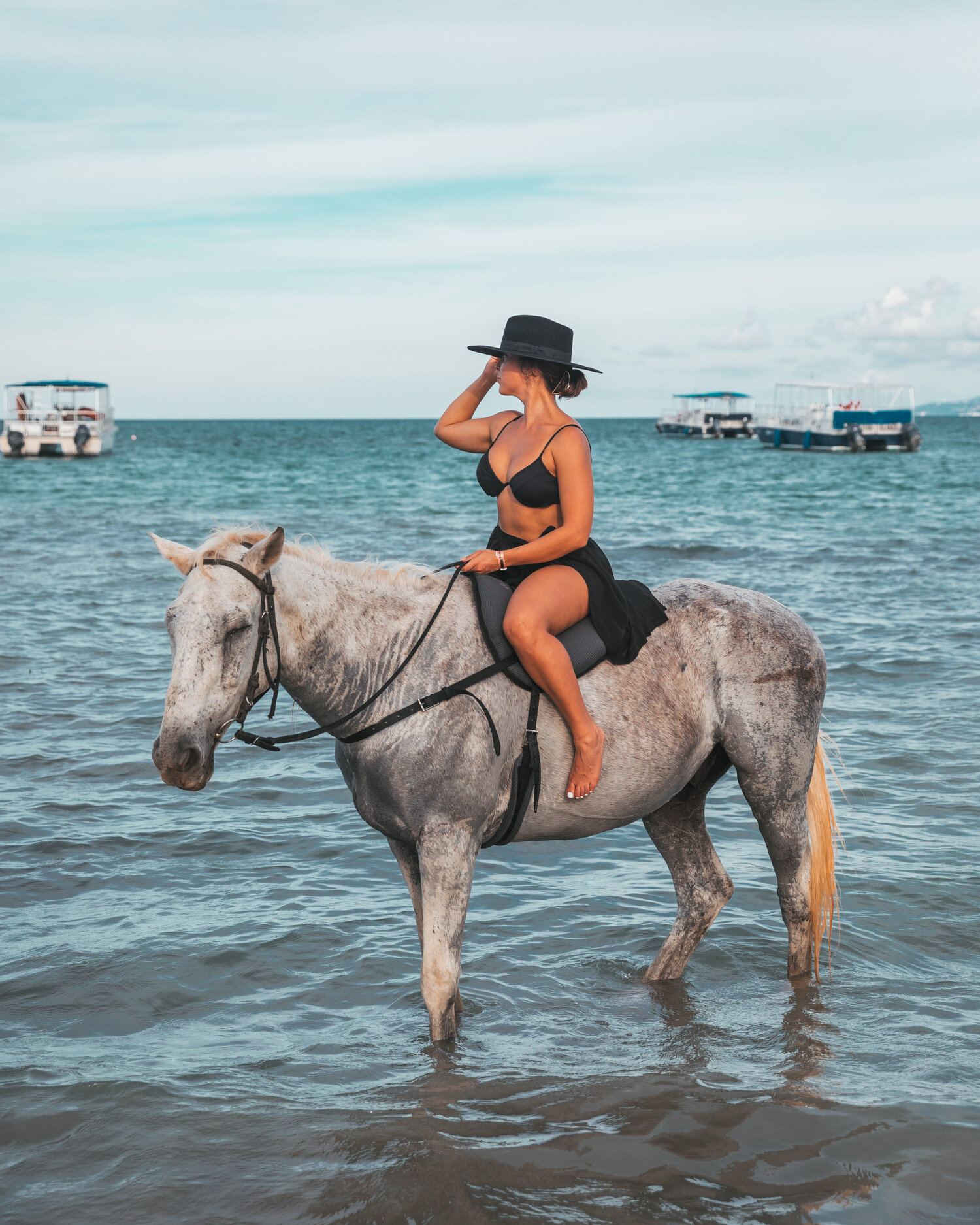 Horseback riding in the ocean in Jamaica