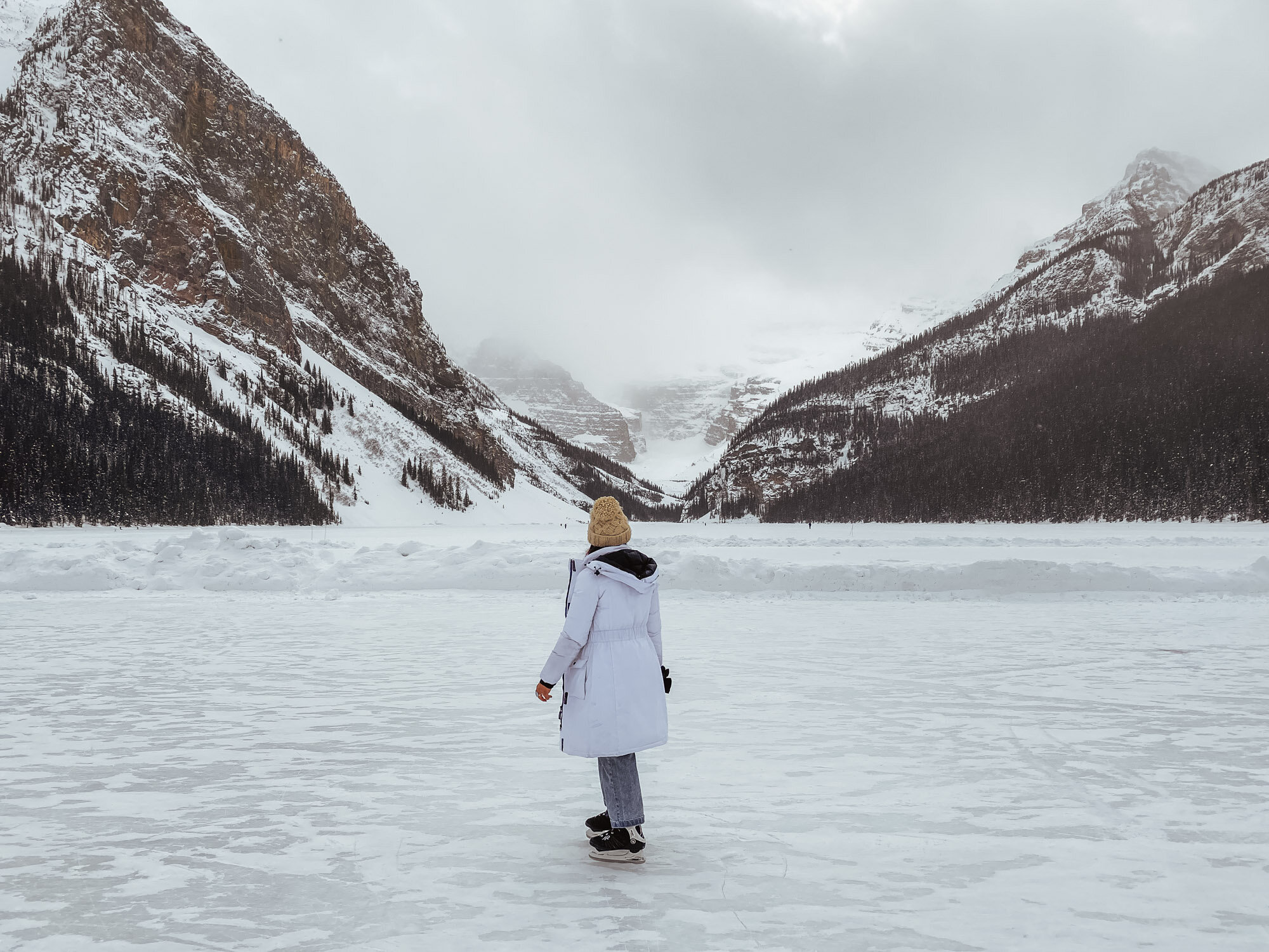 Ice skating on Lake Louise // The Ultimate Guide to Visiting Banff in Winter