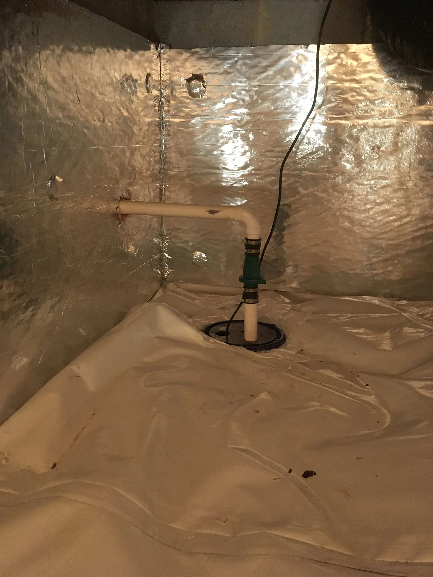 Sump pump in an encapsulated crawl space in Durham, NC