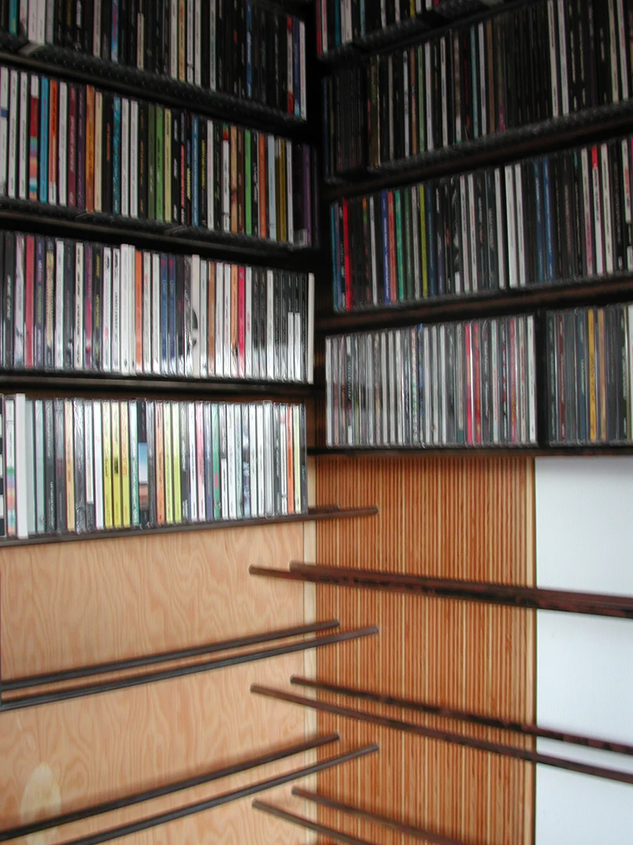   A detail of the cd storage itself  