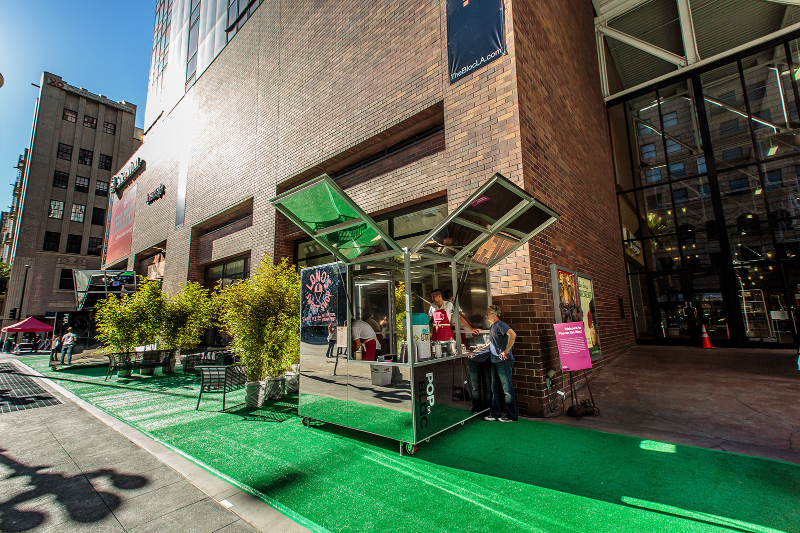 Here it is seen in front of the BLOC serving shaved ice from Lono's Sweet Shop,