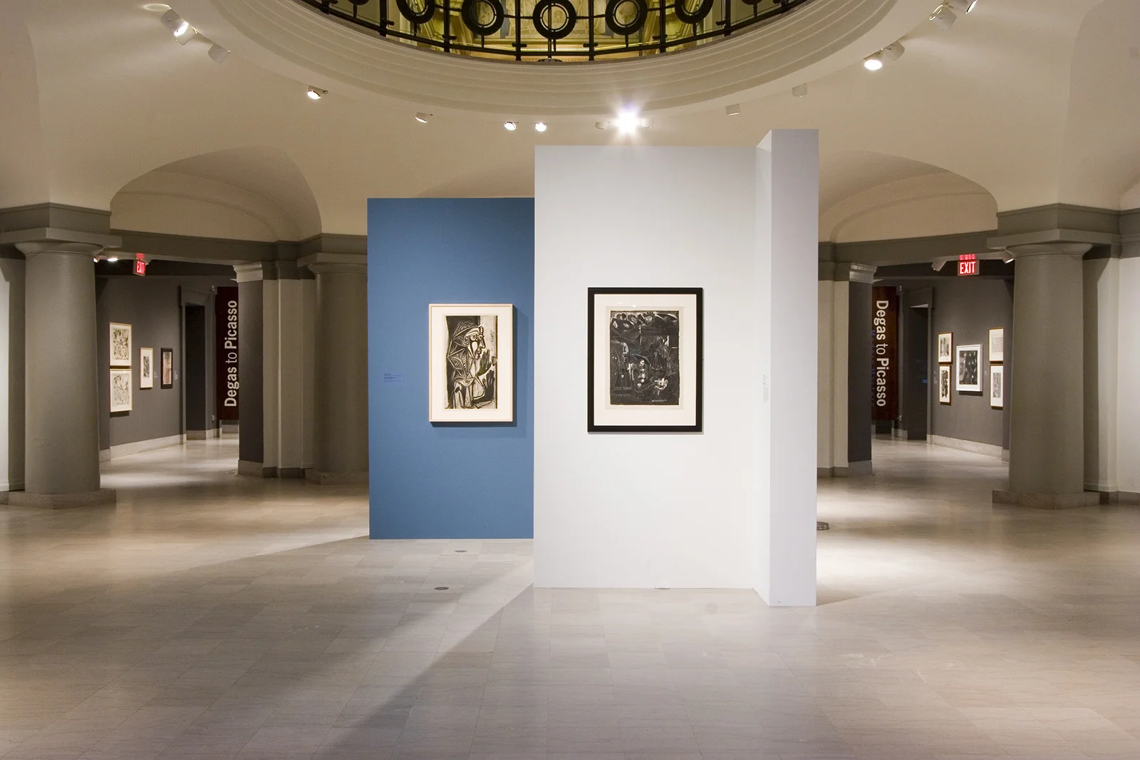 Exhibition of Picassos in the Lower Rotunda with views to Torf and Trustman corridors