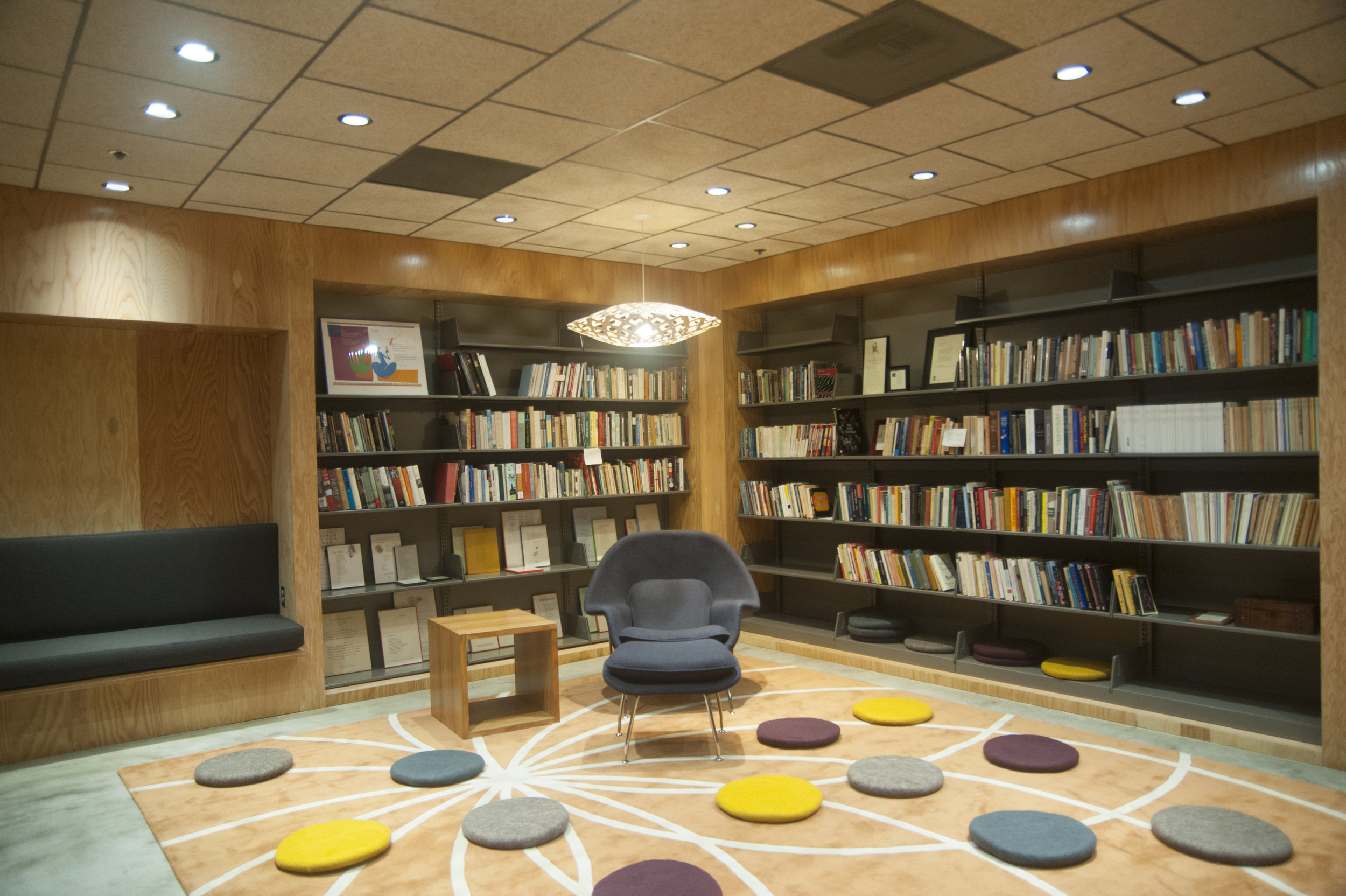 A view of the room showing the number of different ways to experience the collection.