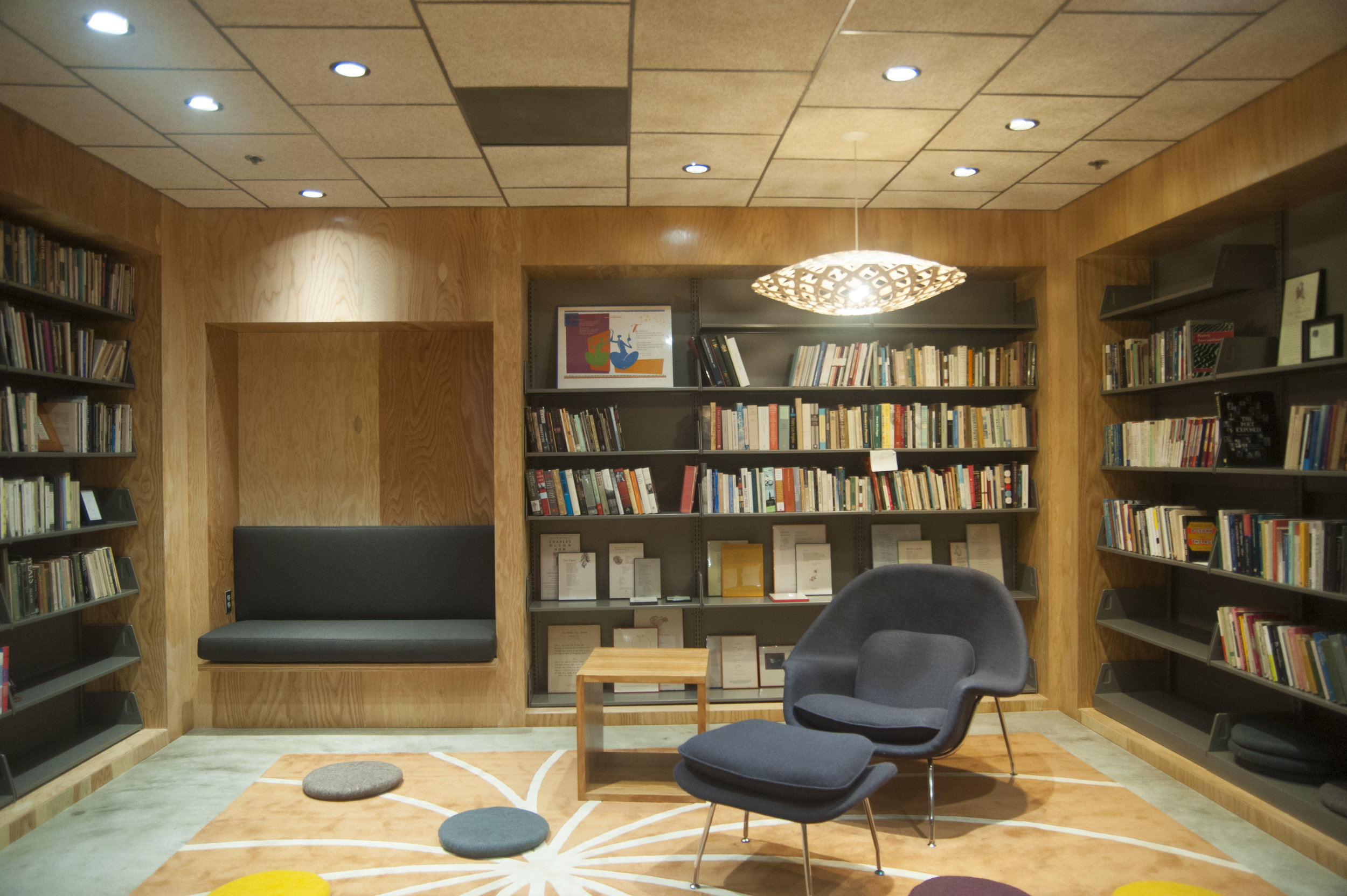 The floor cushions provide a way to accommodate many students on the floor, and the cubes by ply furniture provide additional storage and seating.