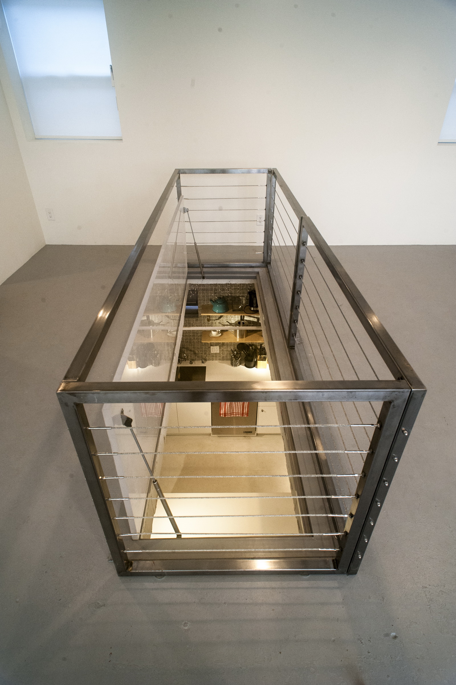Looking down from new gallery to basement.