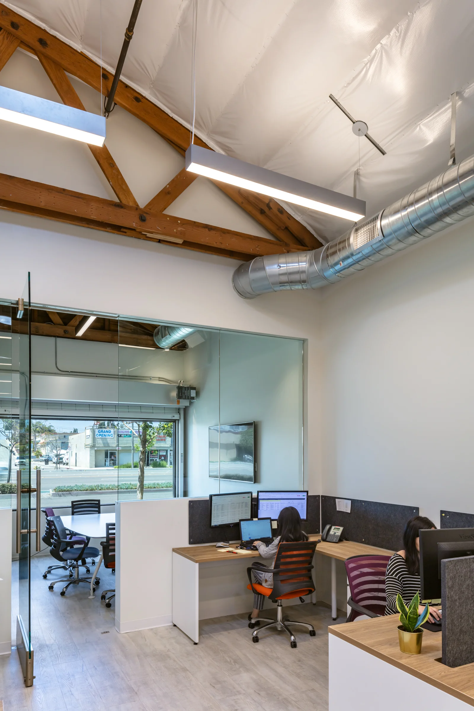 In a 1,500 sf footprint, LOC was able to accommodate open office space for 12 workstations, three private offices, a conference room, break area, and mail room
