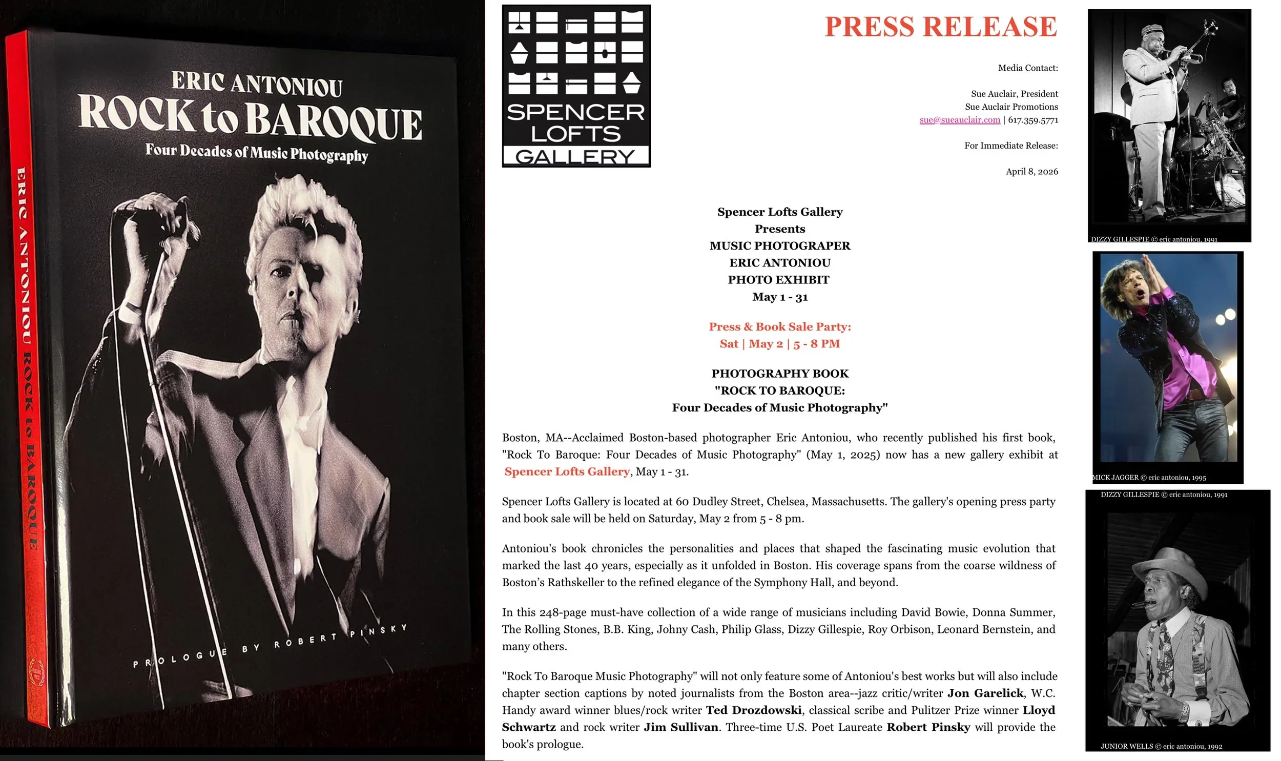 Music Photographer Eric Antoniou Photo Exhibit:  Rock To Baroque (Opening Press Party &amp; Book Sale: May 2nd, 5-8 PM)