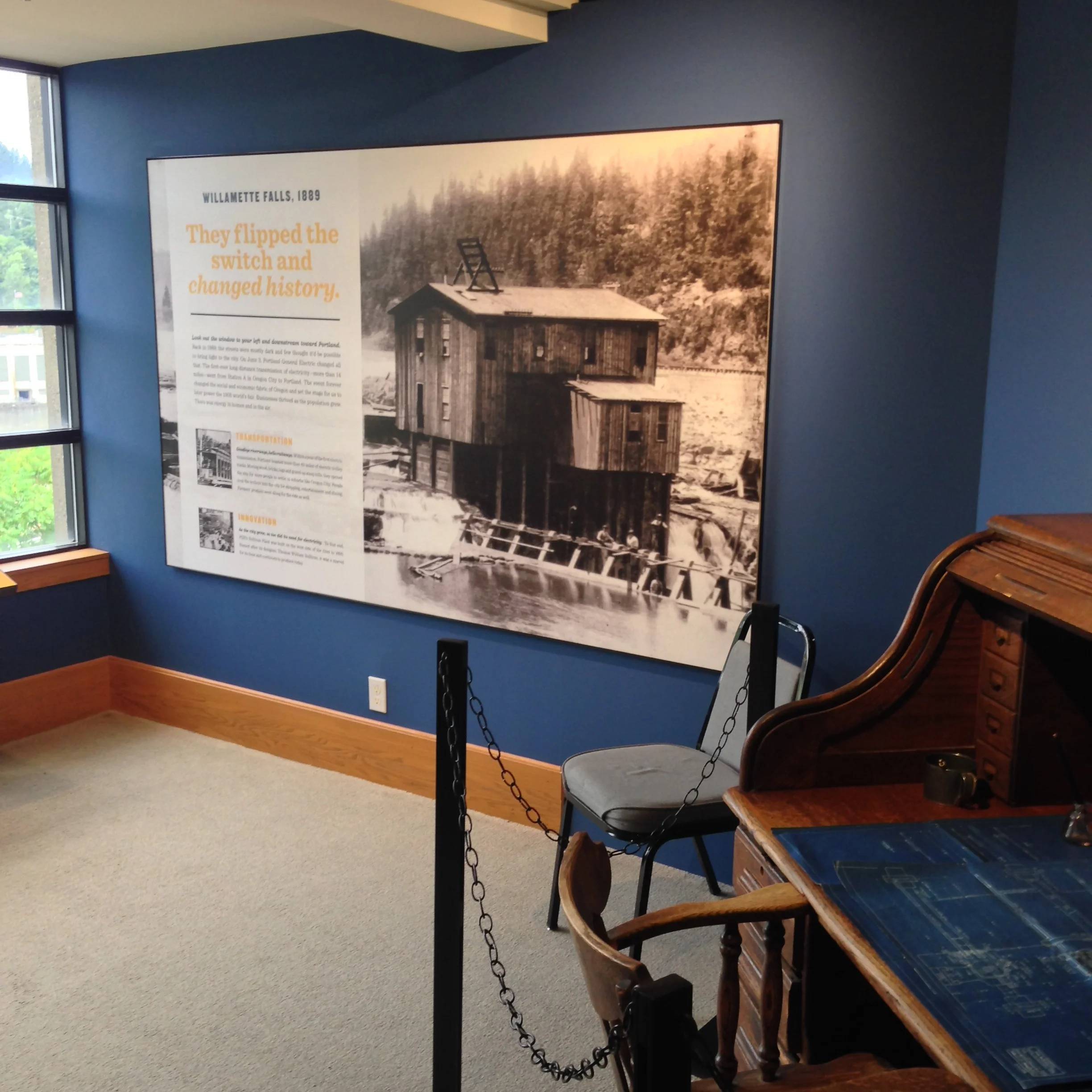 Engineer T.W. Sullivan sat at his desk to design the power station at Willamette Falls. He later became mayor of Oregon City.