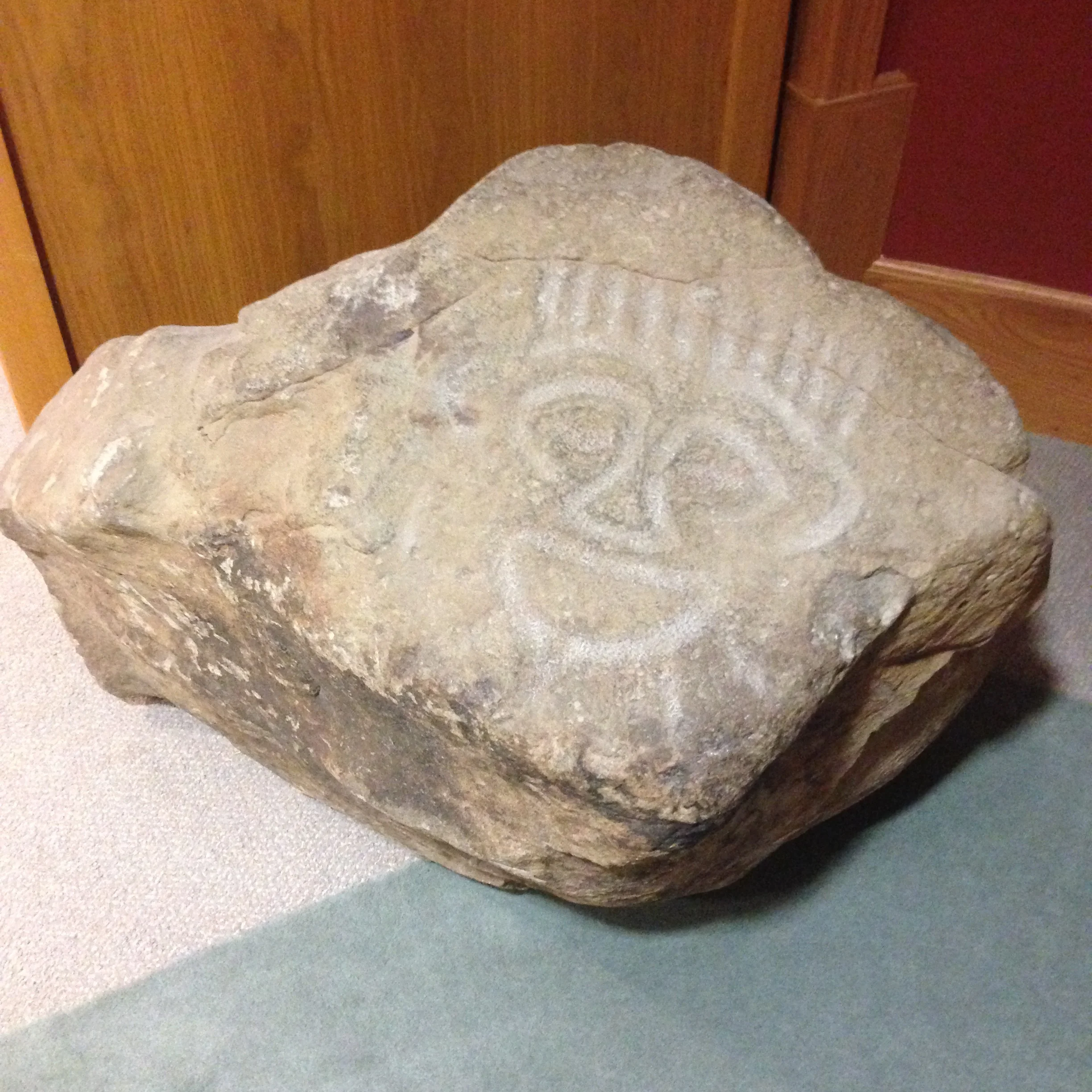 This carved image was found around Willamette Falls in 1966. Petroglyphs were common among indigenous communities. 