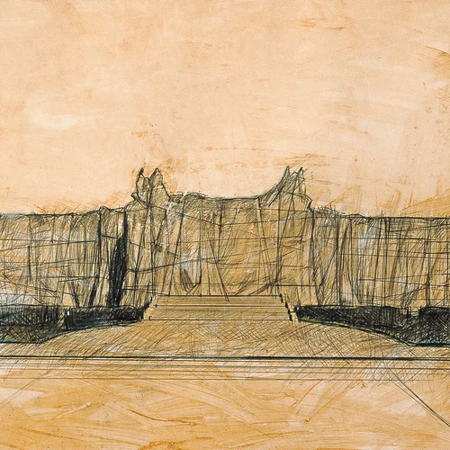 Galleria Nazionale d'Arte Moderna Wrapped (Project for Rome), Drawing 1967 (Detail)