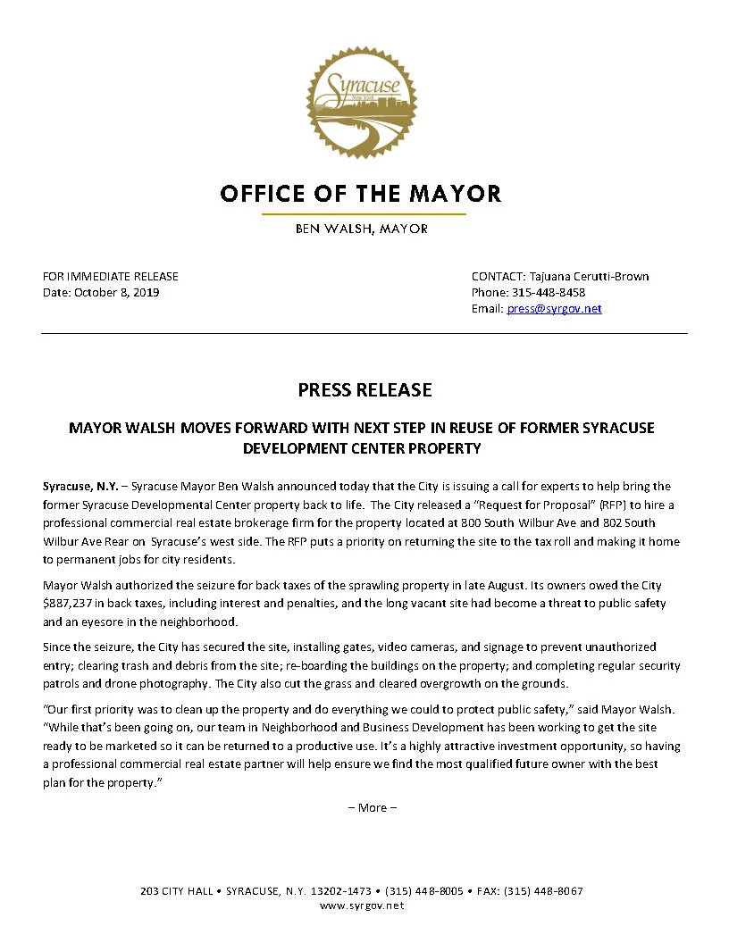 2019 10 08 PRESS RELEASE Mayor Walsh Moves Forward With Next Step in Reuse of Former SDC Property_Page1.jpg