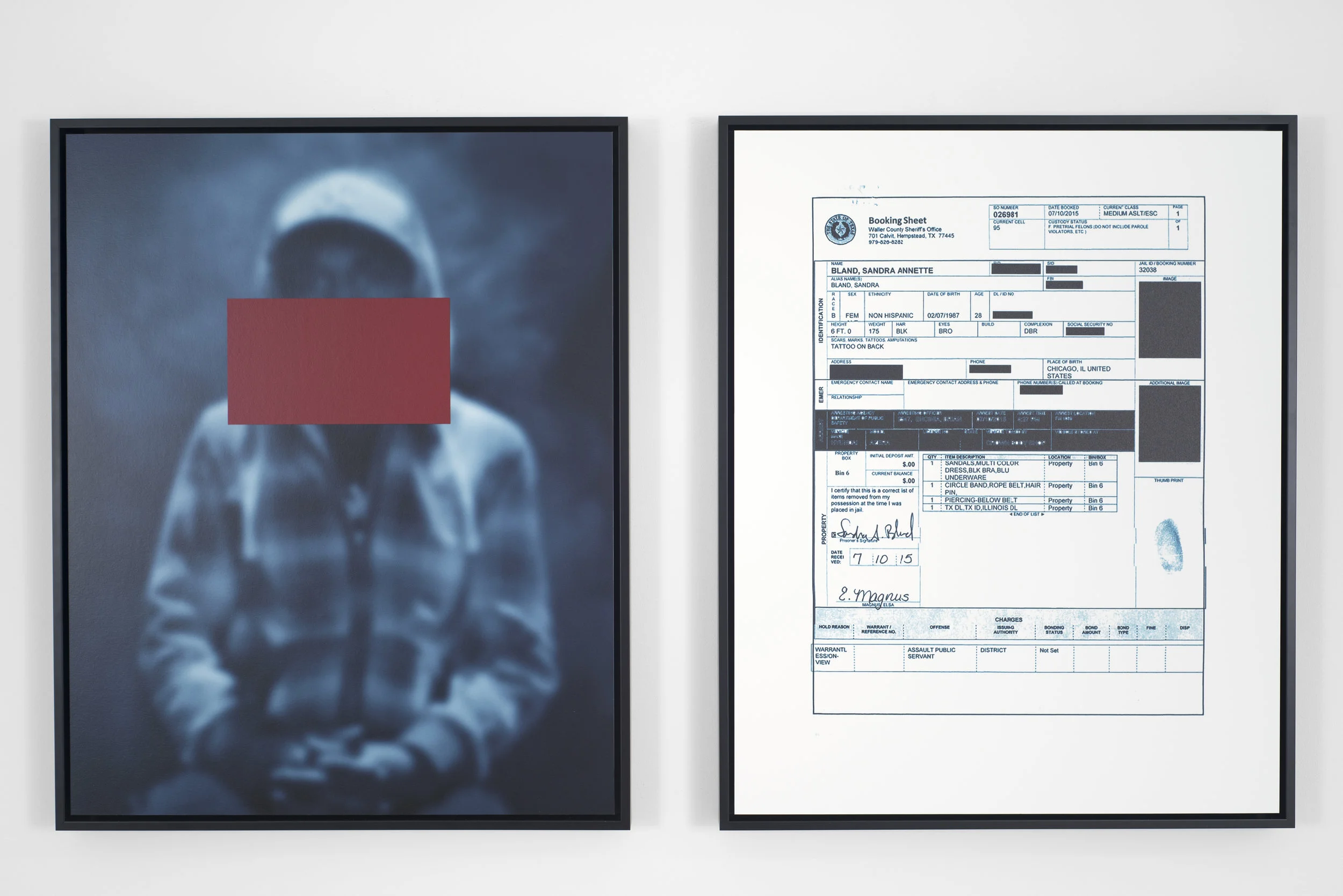 Carrie Mae Weems All the Boys (Blocked 1) , 2016 archival pigment print and silkscreened panel mounted on gesso board diptych: 31 3/8 x 25 3/8 inches (each framed) ©Carrie Mae Weems. Courtesy of the artist and Jack Shainman Gallery, New York.