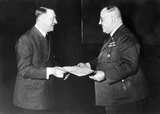 Adolf Hitler in 1944 with his personal physician, Theodor Morell, who supplied him with opiates. CreditHeinrich Hoffmann/llstein bild, via Getty Images