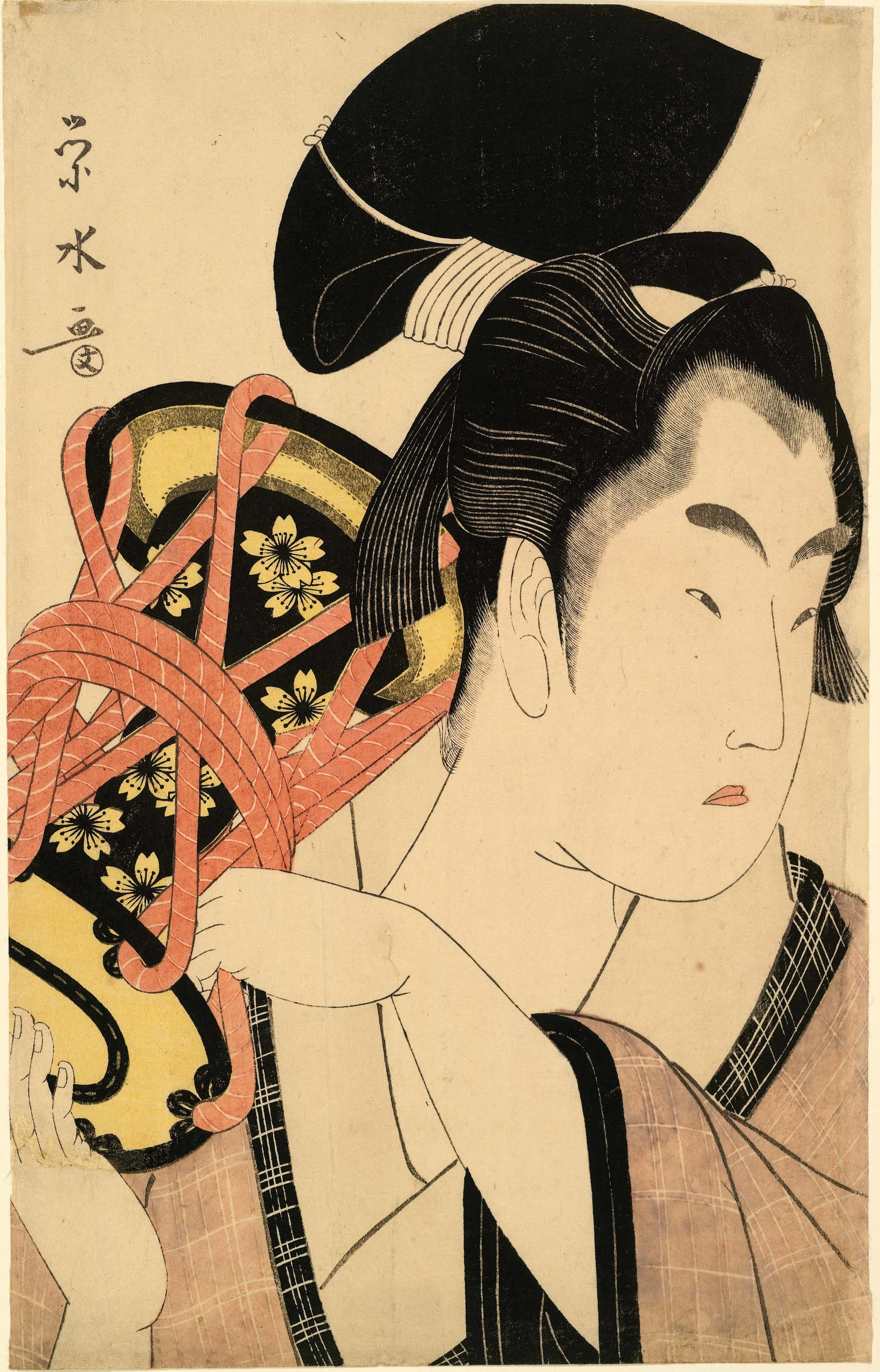 Hosoda Eusui (fl.1790-1823), Wakashu with a Shoulder-Drum , late18th-early 19th century. Color woodblock print. Royal Ontario Museum, 926.18.701, Sir Edmund Walker Collection. Courtesy of the Royal Ontario Museum, © ROM