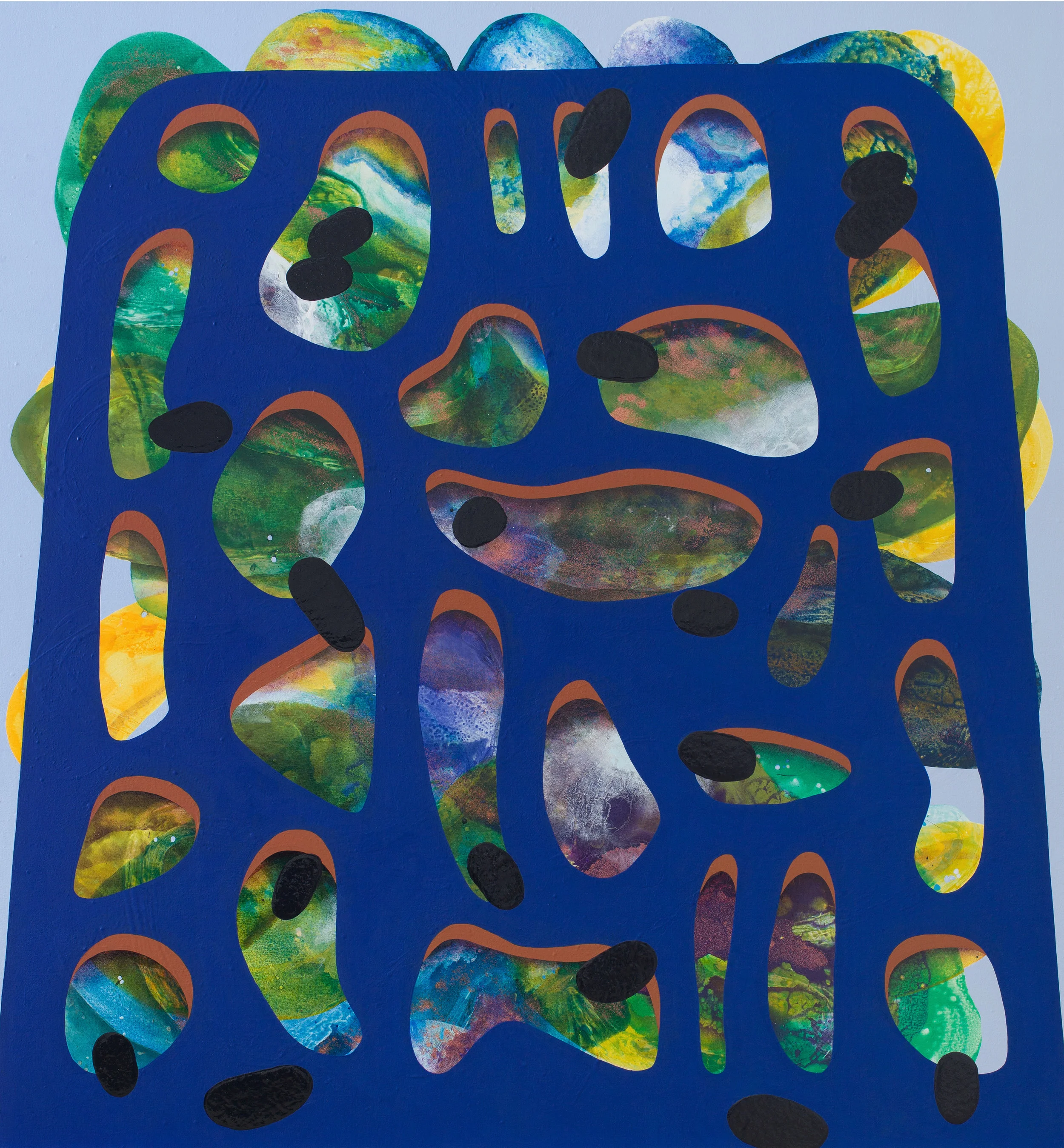 Carrie Moyer, Swiss Bramble , 2016. Acrylic and glitter on canvas, 84 x 78 in. (213.4 x 198.1cm).