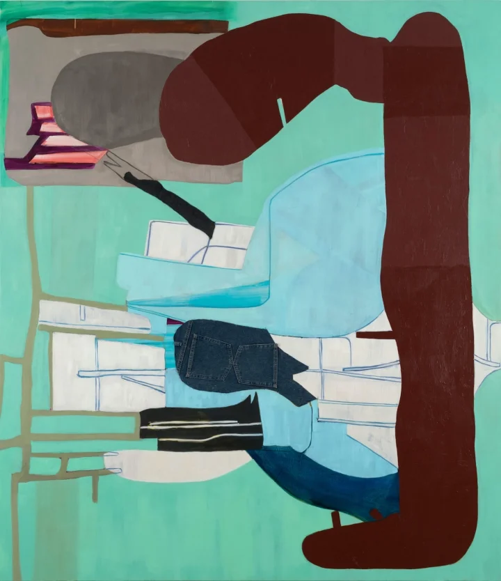 Medrie MacPhee, “Out of Pocket” (2016), oil and mixed media on canvas, 90 x 78 inches