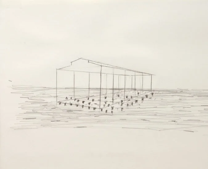 A sketch by Mr. Hammons for “Day’s End.” CreditDavid Hammons