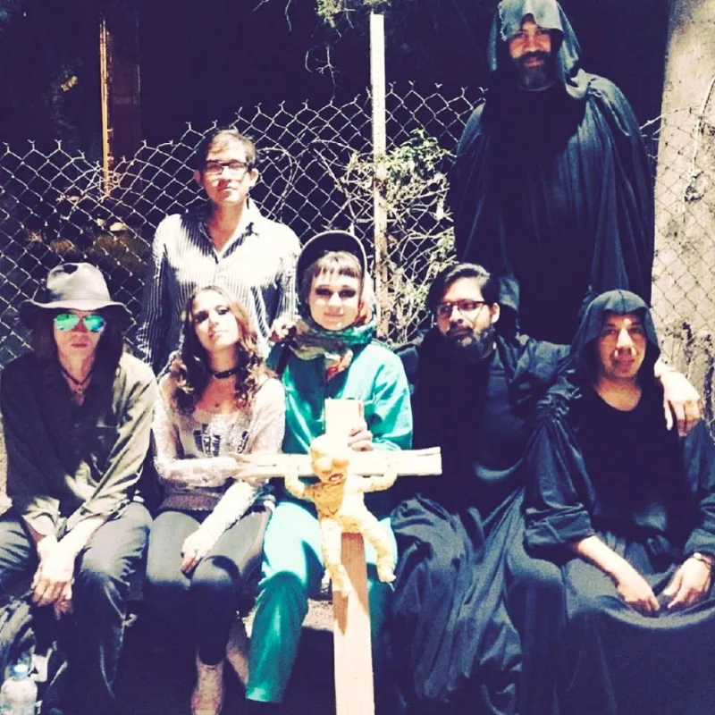 Photo from music video VAD, shot in Ikatepec, Mexico with Vete al Diablo. Pictured: Nick Zedd , Eduardo Solano Berber , Giordana Guzmán , Emma Penrose , , Irving Canseco and MeMo Rec .