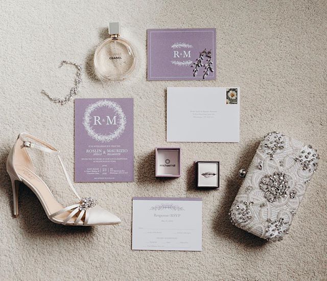 Invitations are the first impression guests get for your wedding day. They set the tone and build anticipation. R+M had a beautiful soft and romantic suite! 
Photo: @jessicadouglasphotography 
Shoes: @badgleymischka 
Perfume: @chanelofficial 
Wedding