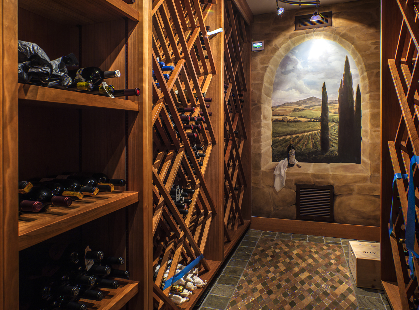 Photo of wine cellar in PNW home designed by Seattle Residential Architect