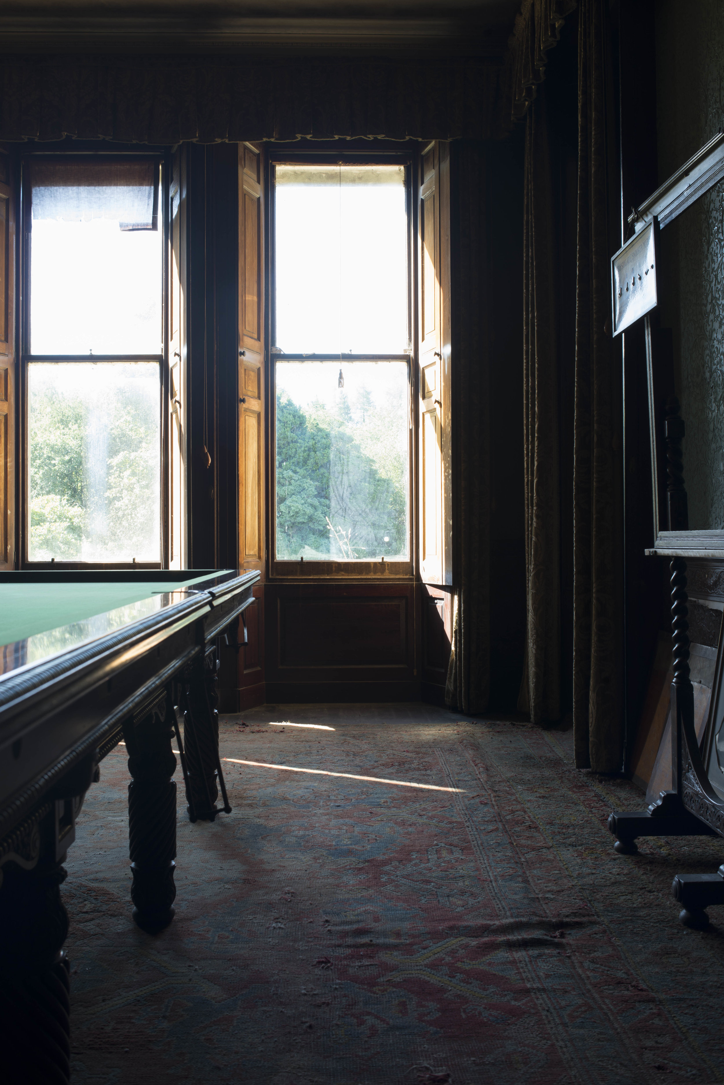 The snooker room was in relatively good condition. It had been sealed up many decades ago and was only opened up by the volunteers attempting to restore the building.