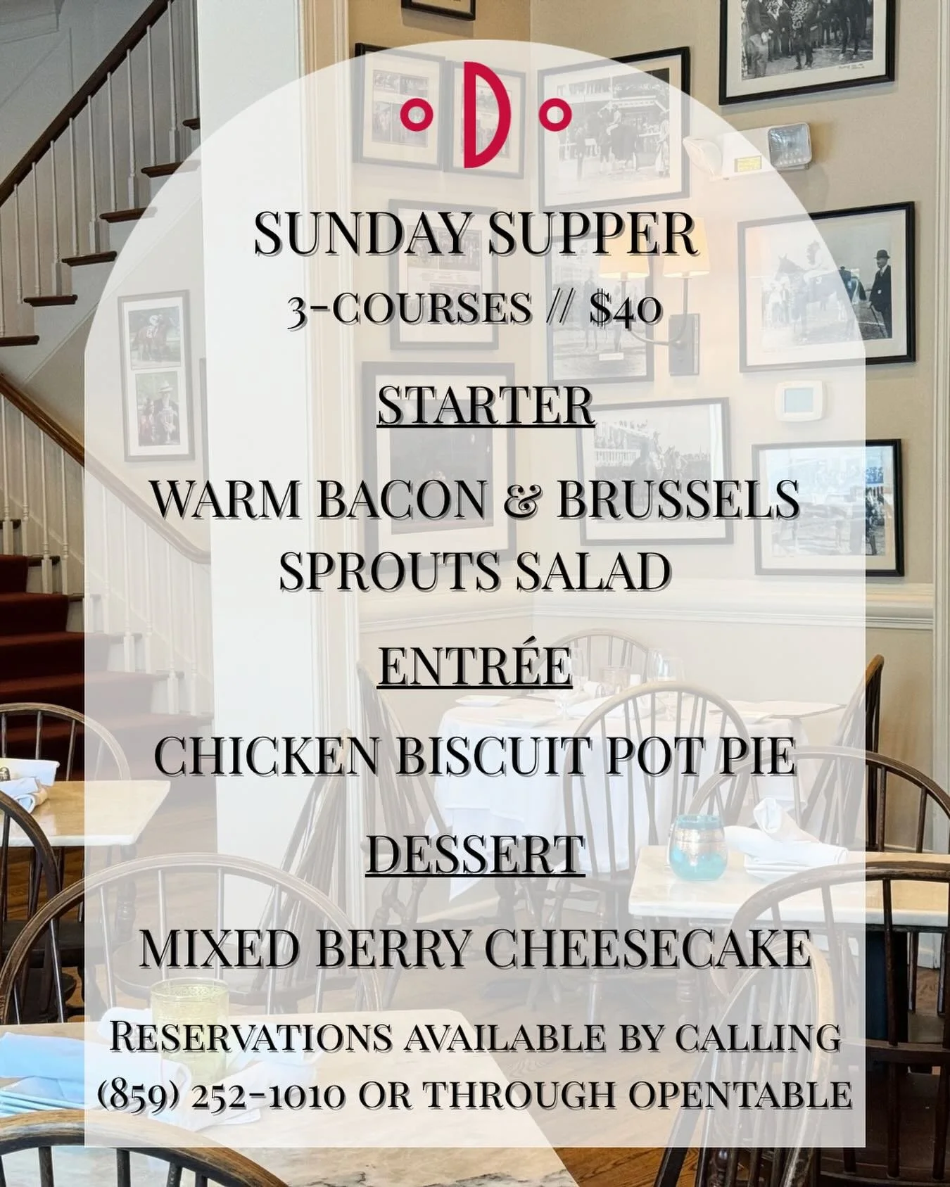 Sunday Supper just got a whole lot tastier! Join us tomorrow for our hearty Chicken Pot Pie. Limited servings available, book now! Lounge seating is a must for 1/2 priced oysters and champagne after 5:00!!

#dudleysonshort #lexingtonlatest #visitlex 