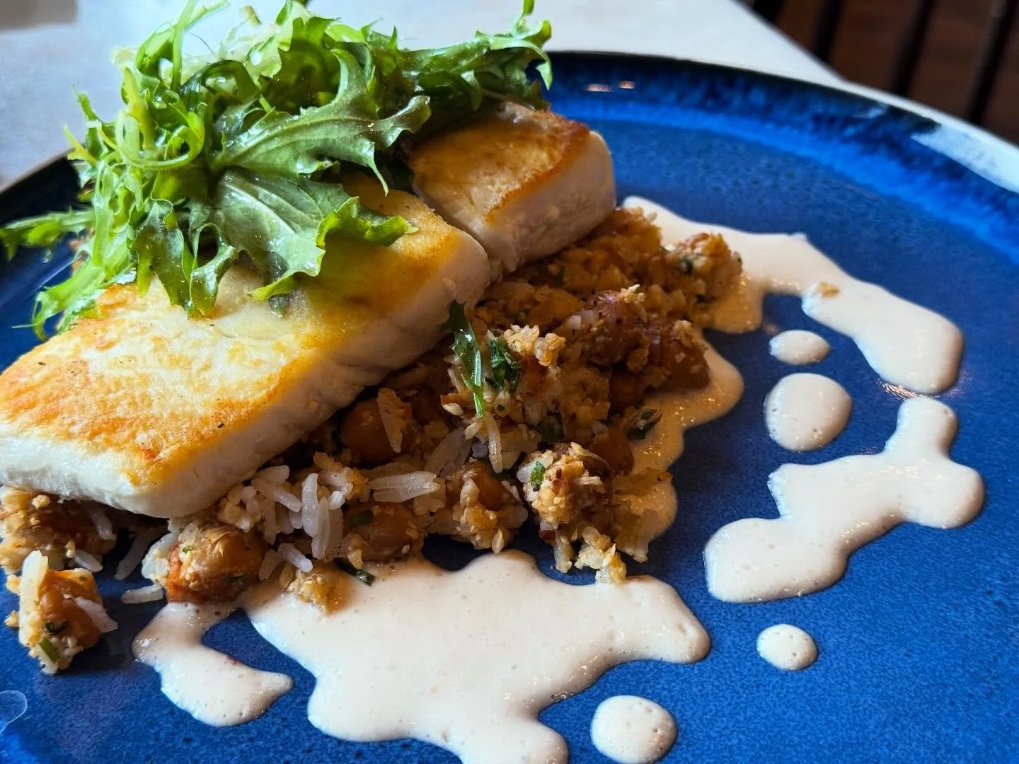 Kick off the weekend with us!! Happy Friday! Tonight's specials feature Seared Halibut with coconut &amp; cauliflower rice, za'atar roasted chickpeas, calabrian chili yogurt, fris&eacute;e salad, and Beef Tip Cavatappi Pasta in an herb beurre blanc w