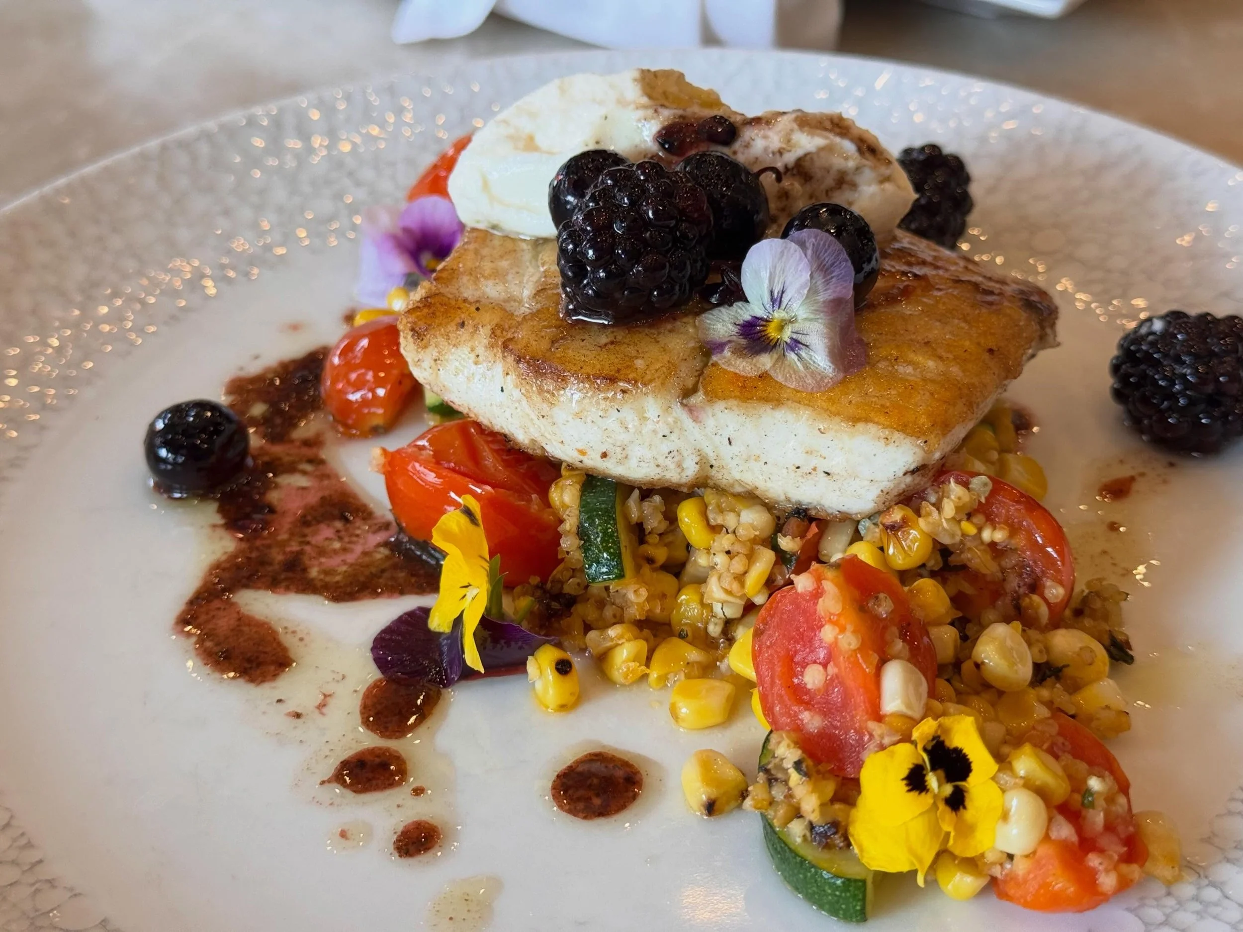 Tonight&rsquo;s specials include Seared Halibut over a summer succotash with toasted millet, sweet corn, zucchini &amp; basil, citrus ricotta quenelle, and basil compressed blackberries &amp; blueberries. Our pasta is Beef Tip &amp; Local Mushroom Li