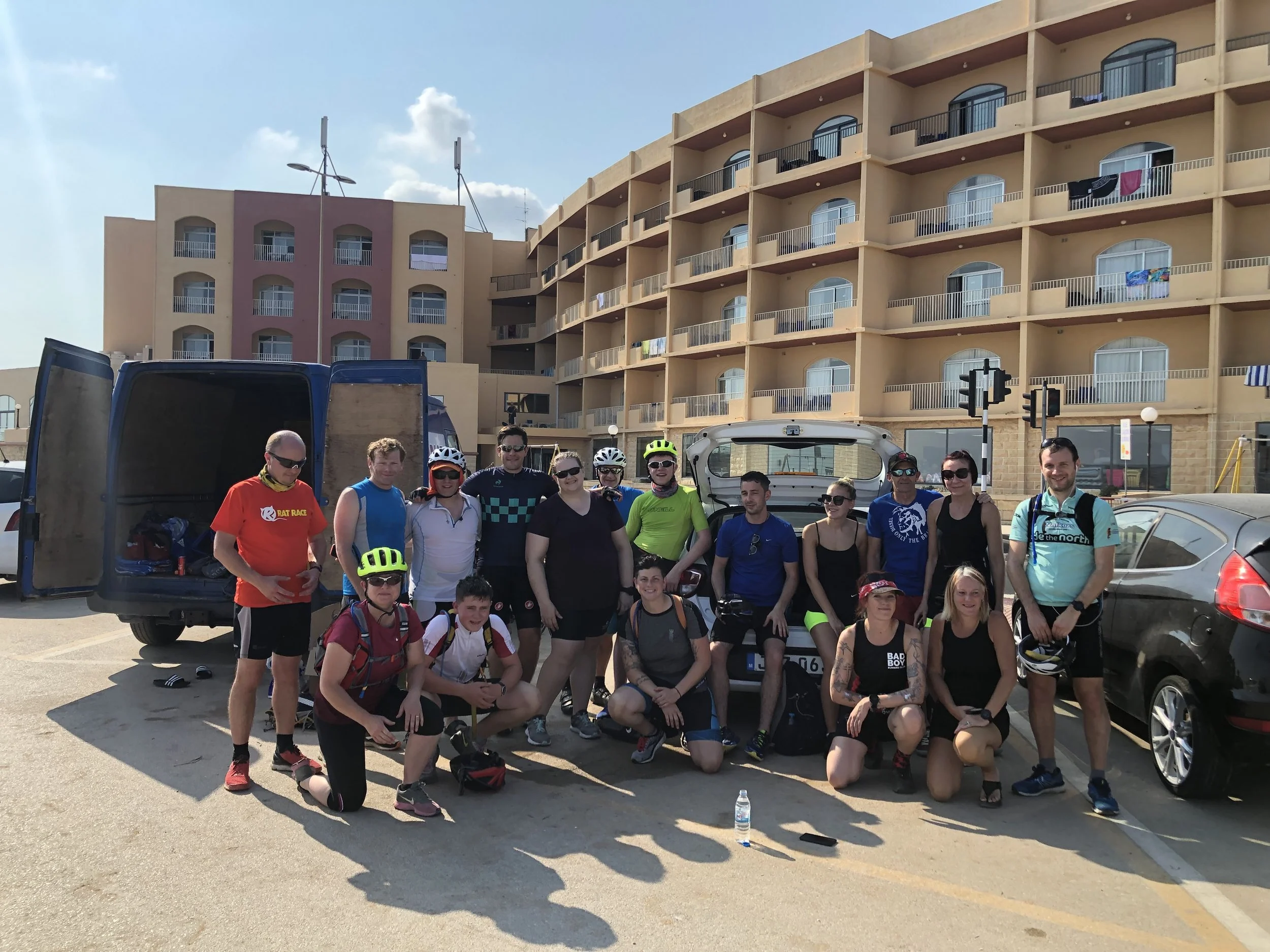 Squad assembles. Spot the cyclists. Photo: Julius Naim