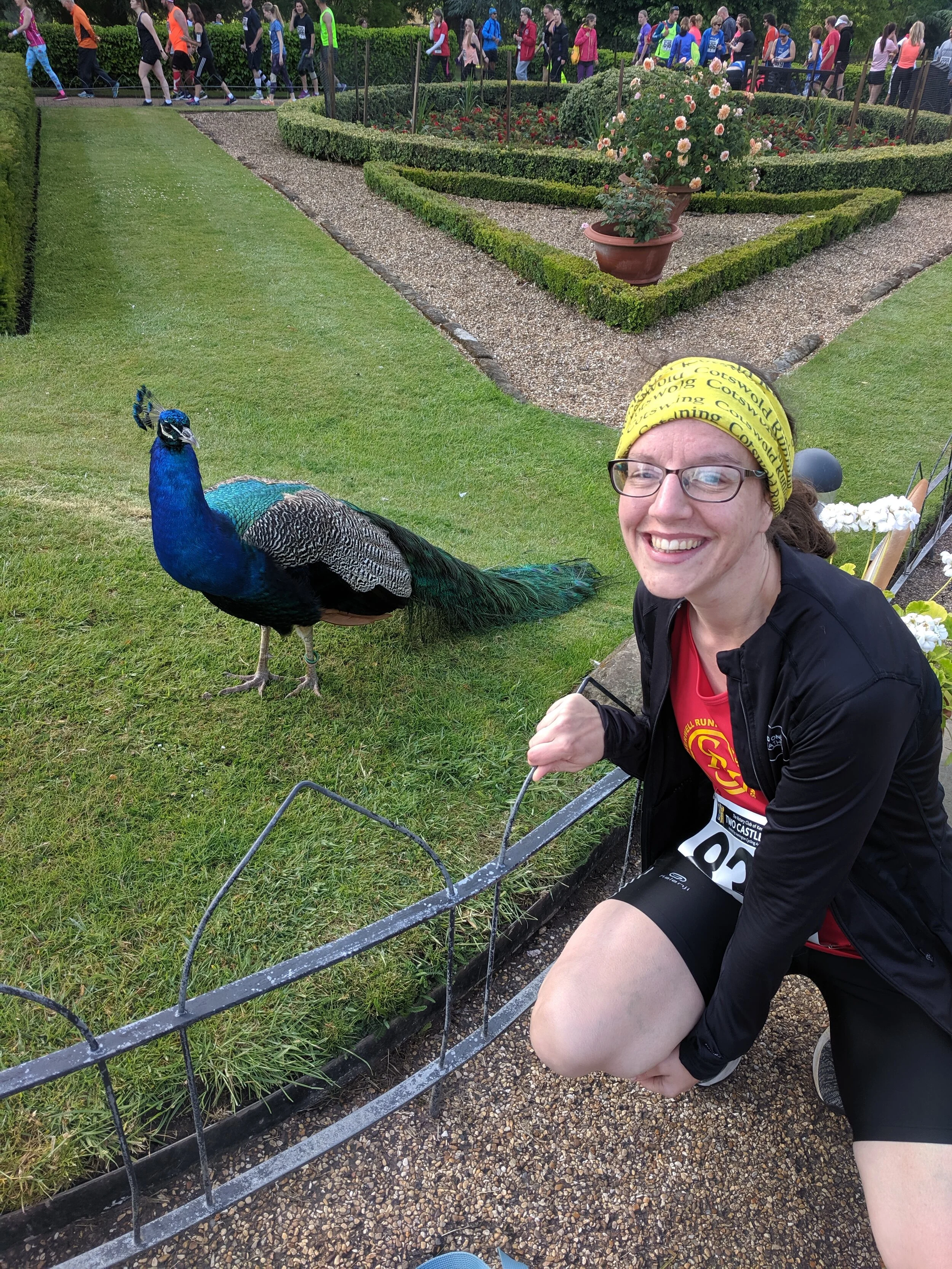 Kim at that classic race “Woman Vs Peacock”