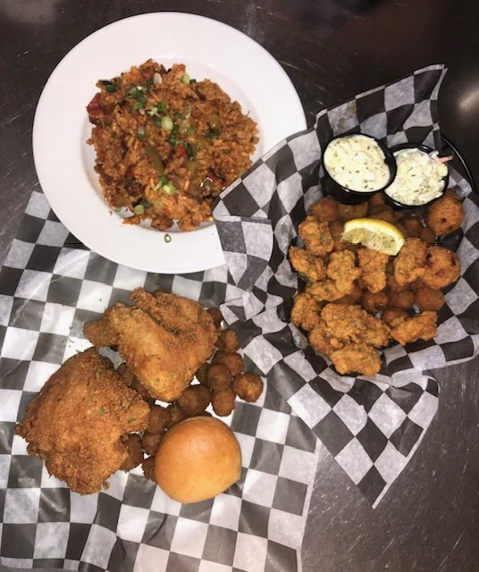 Jambalaya, Oyster basket, Chicken craft pack