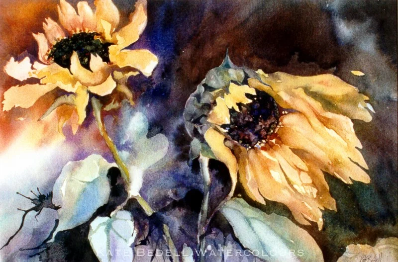 Sunflowers, Wild and Wonderful (Watercolour 15 x 19 inches. Water Colour Society of Ireland's permanent collection in the University of Limerick, Ireland