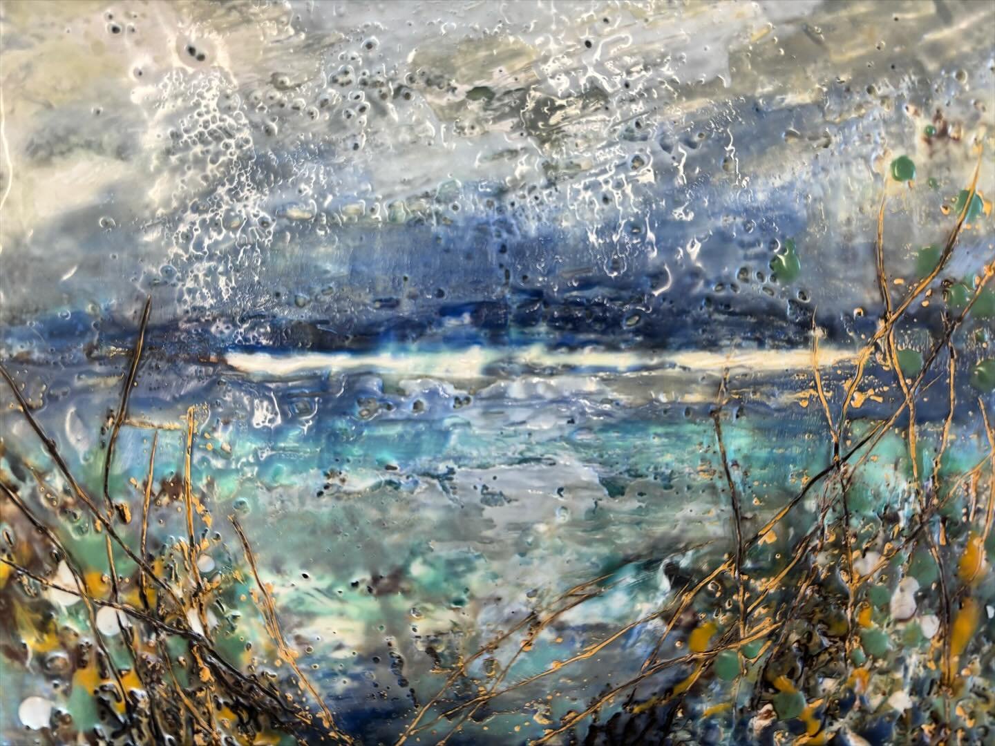 Clouds over Croagh Patrick. Encaustic. 

Not painting much these days. In fact I am taking a break from my usual work and exploring a new medium. It&rsquo;s lovely to be a beginner again and take art less seriously. 

#encaustic #croaghpatrick #mayo 