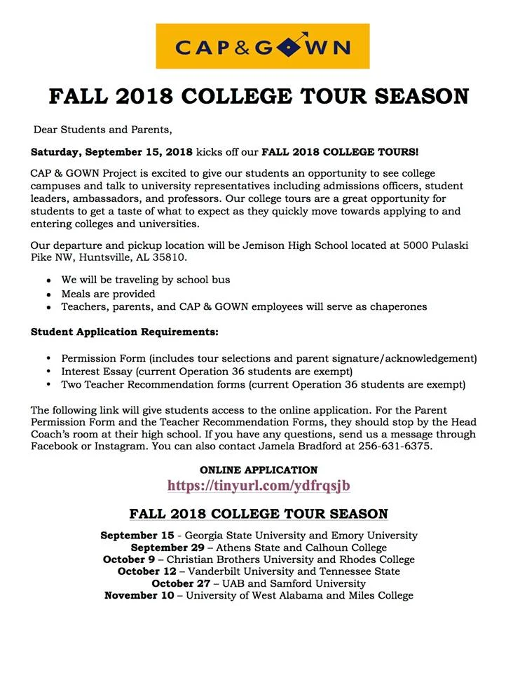 Fall 2018 College Tour Season Announced!