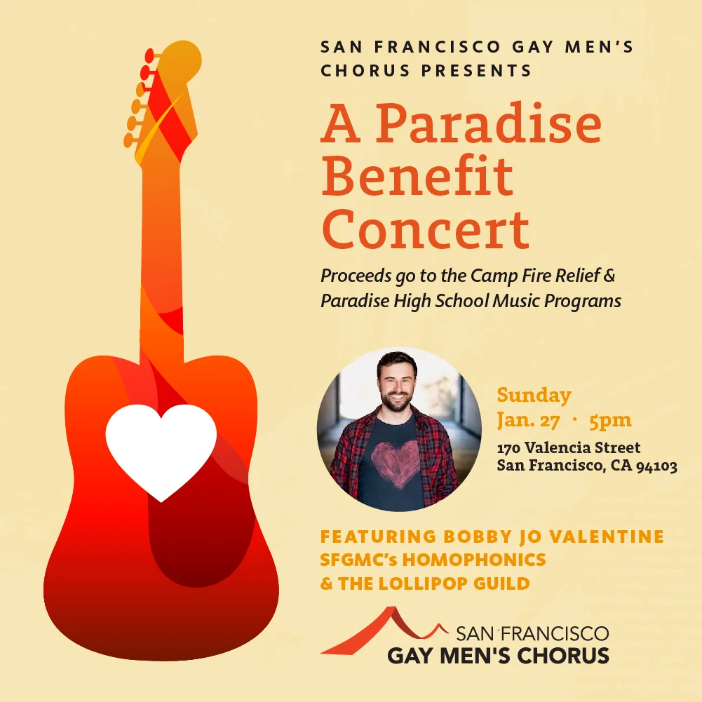 SAN FRANCISCO GAY MEN’S CHORUS TO PRESENT BENEFIT CONCERT FOR THOSE RAVAGED BY THE FIRES IN  NORTHERN CALIFORNIA