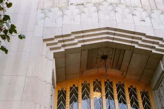 Architectural detail above the entrance of The Chan National Queer Arts Center.
