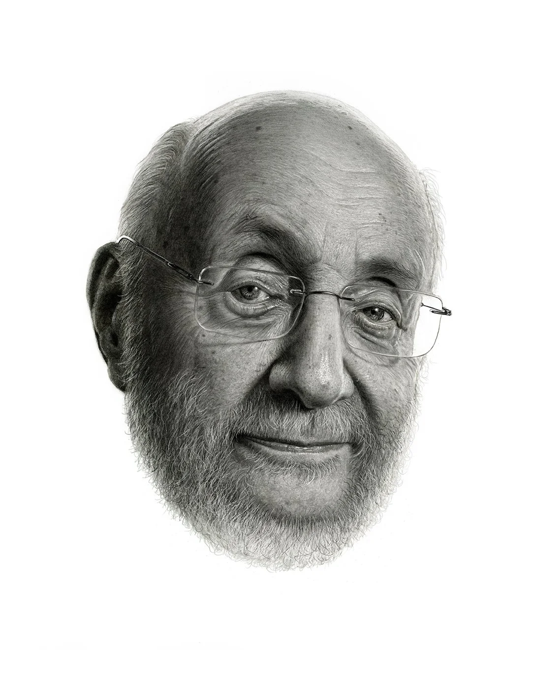  Portrait of painter and holocaust survivor Samuel Bak.  Carbon Dust on paper. 