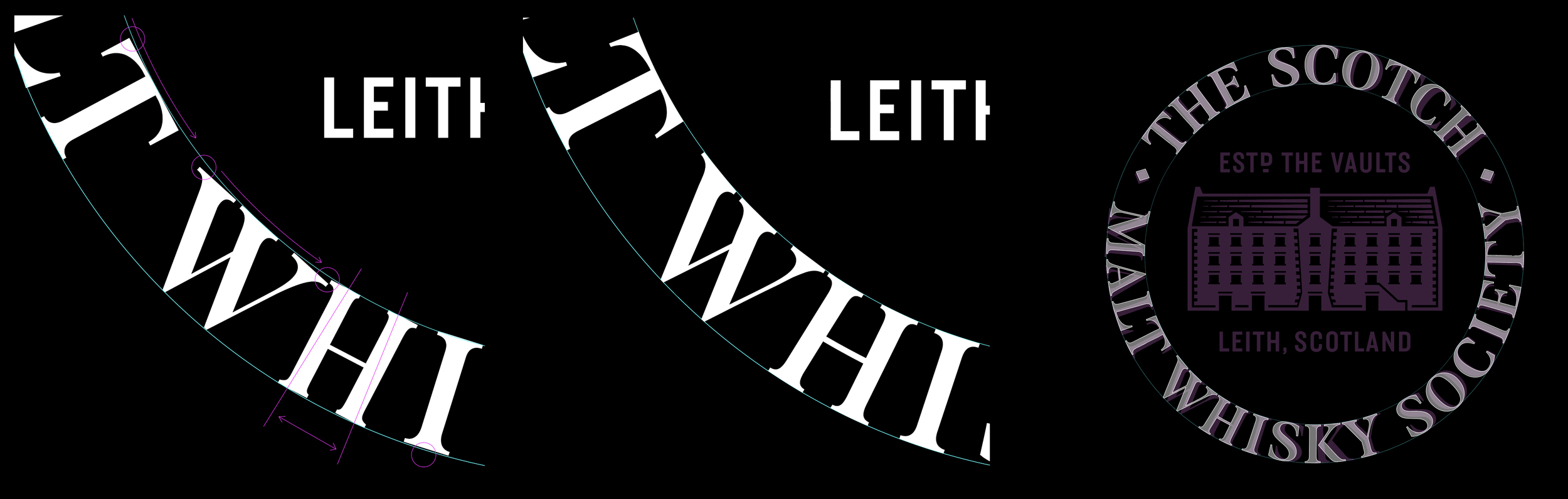 The lettering was re-drawn & re spaced to sit on correct curve & visually opened periphery to subtly improve overall aesthetic